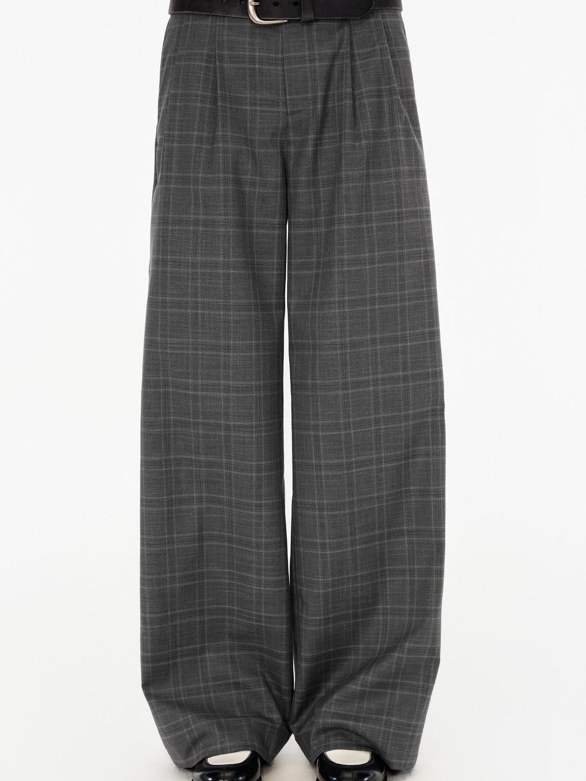 Northbutsouth Gray Plaid Mid Rise Relaxed Straight Women&