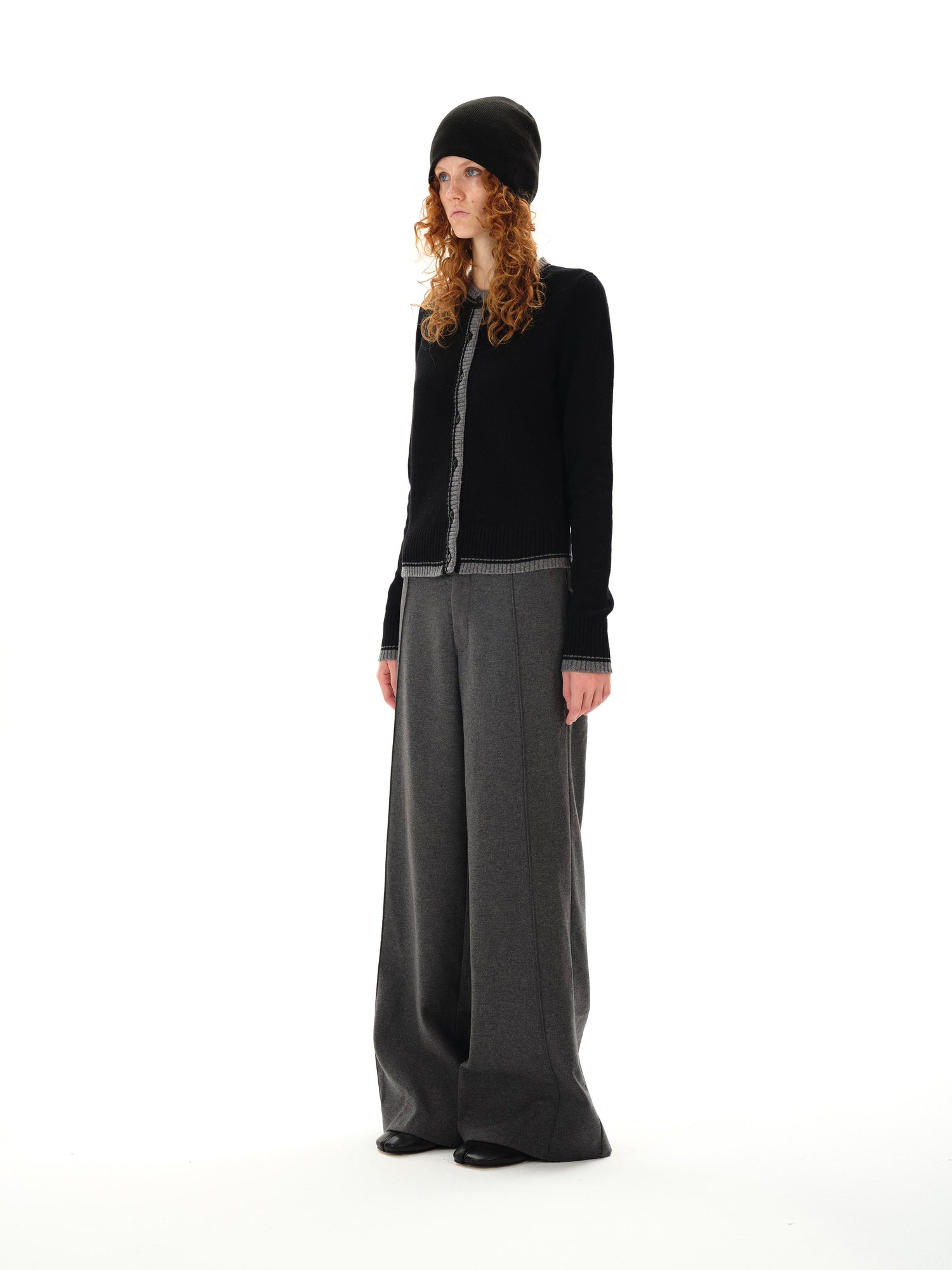 Northbutsouth Grey Mid Rise Wool Trousers With Side Seam