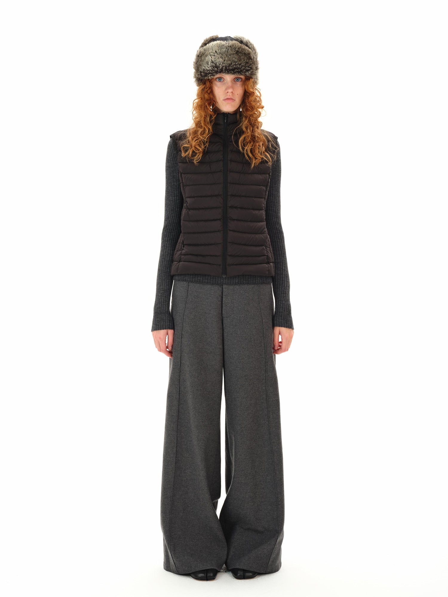 Northbutsouth Grey Mid Rise Wool Trousers With Side Seam
