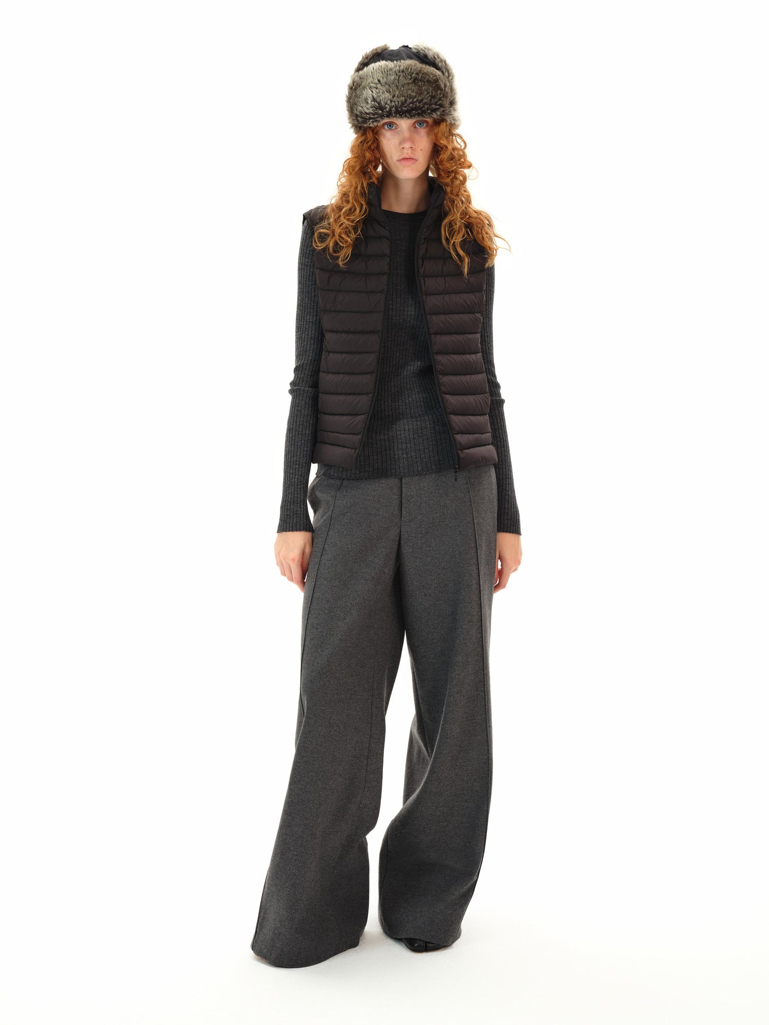 Northbutsouth Grey Mid Rise Wool Trousers With Side Seam