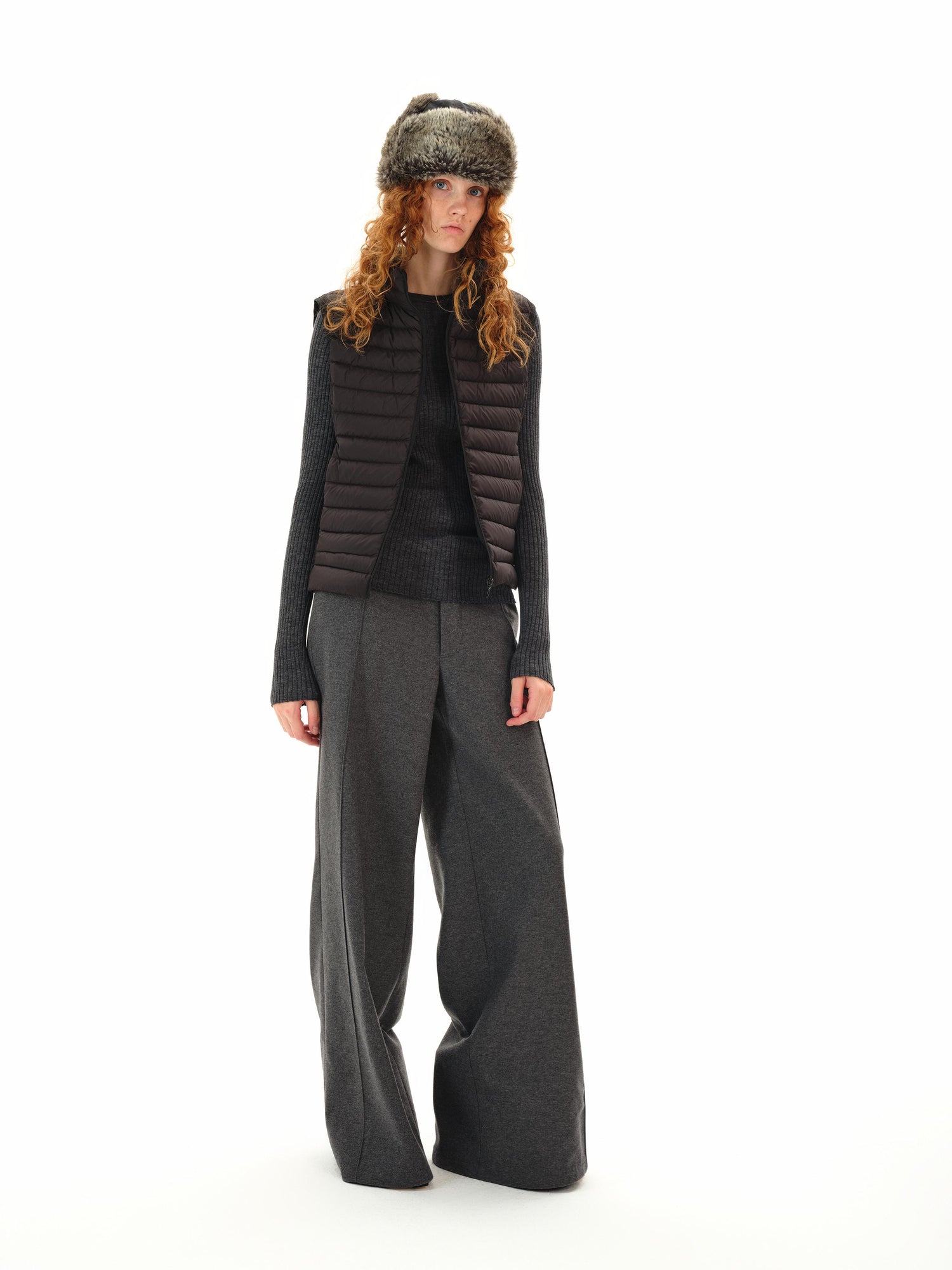 Northbutsouth Grey Mid Rise Wool Trousers With Side Seam