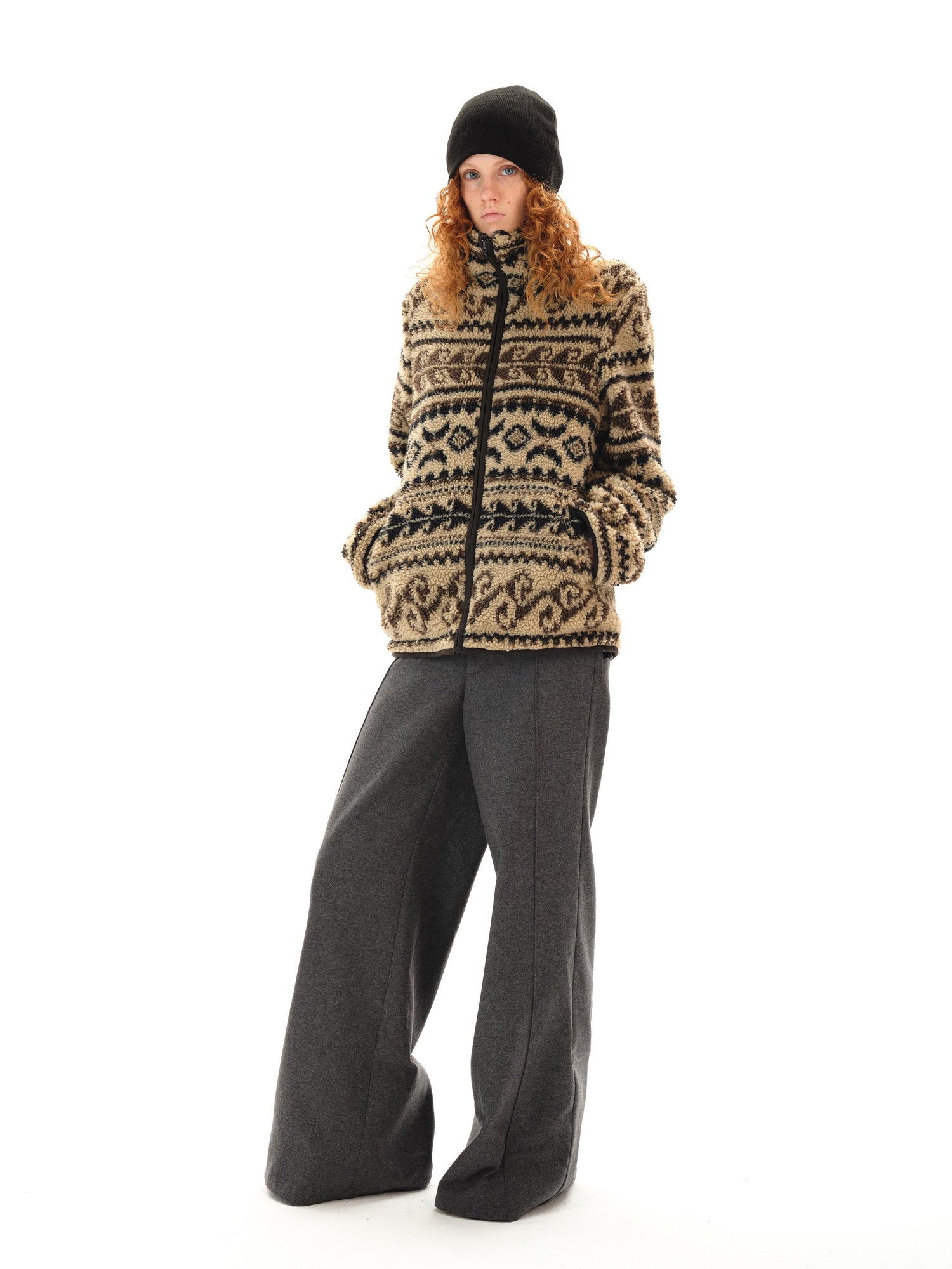 Northbutsouth Grey Mid Rise Wool Trousers With Side Seam