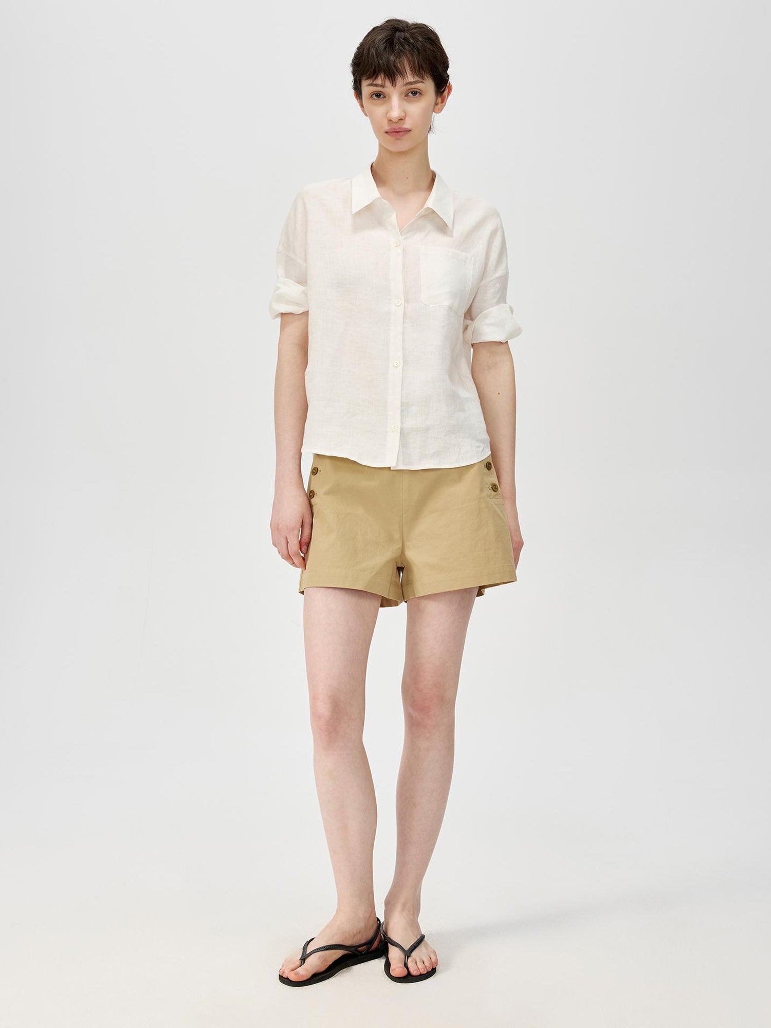 Northbutsouth Hemp Short Sleeve Shirt Lightweight Loose Fit Breathable Casual