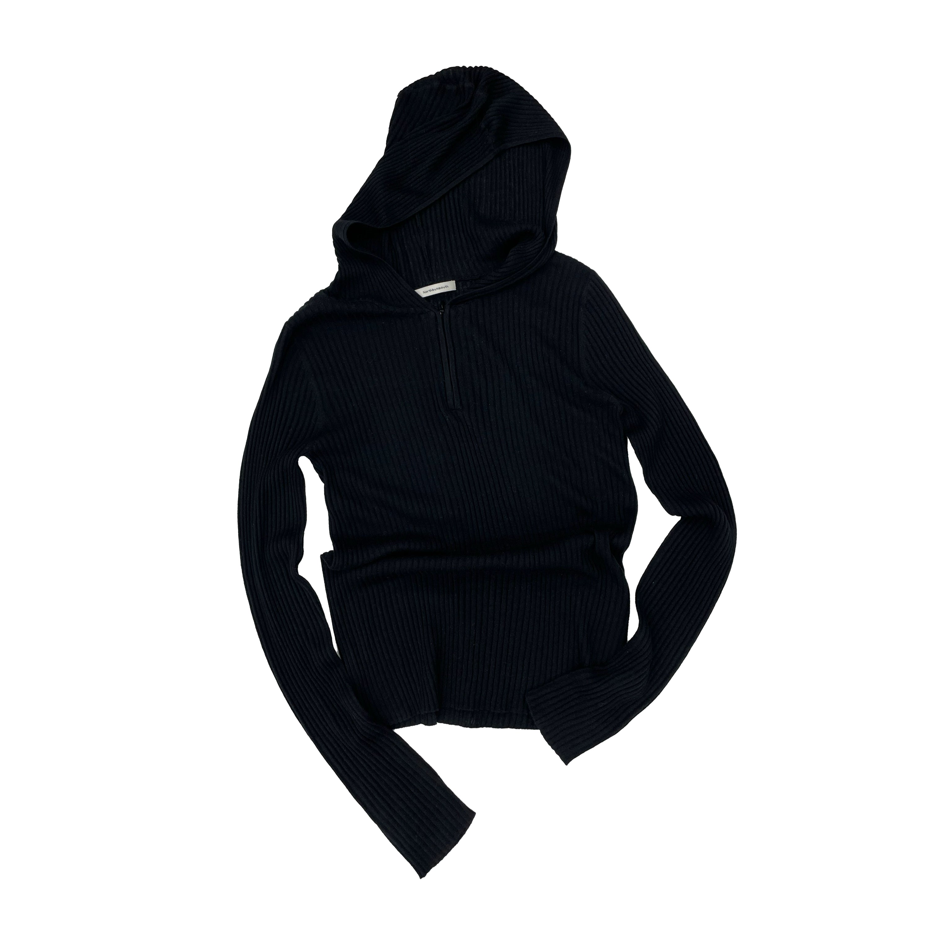 Northbutsouth High Elastic Merino Wool Ribbed Hooded Half Zip Base Layer MISSTT