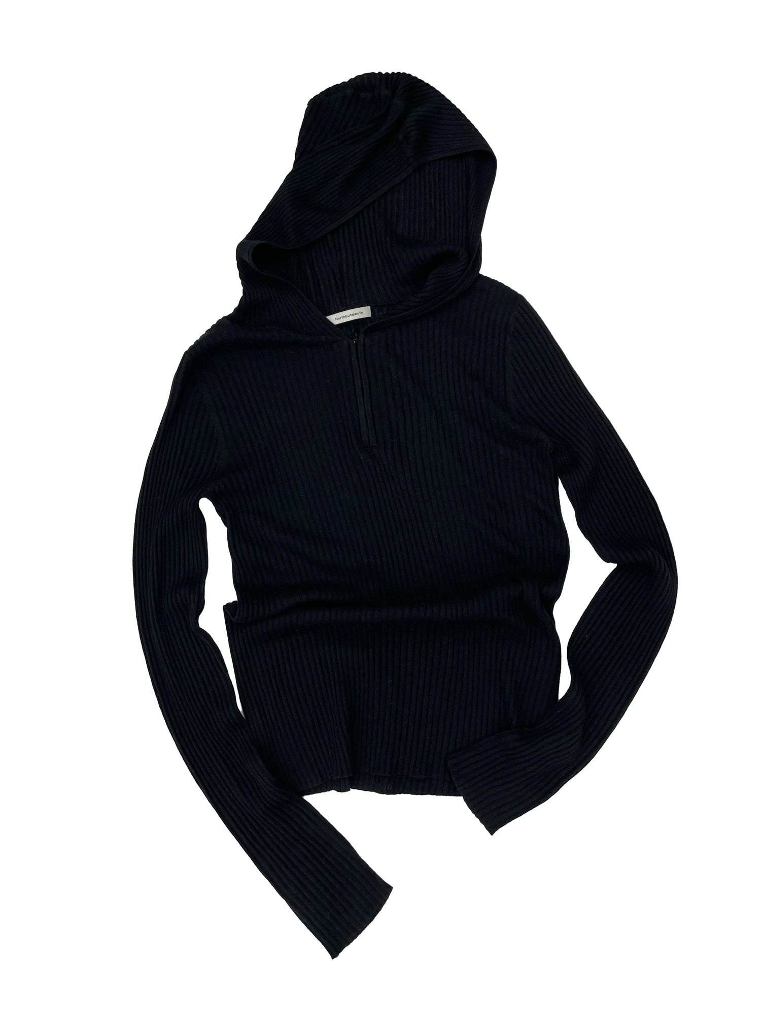 High Elastic Merino Wool Ribbed Hooded Half Zip Base Layer