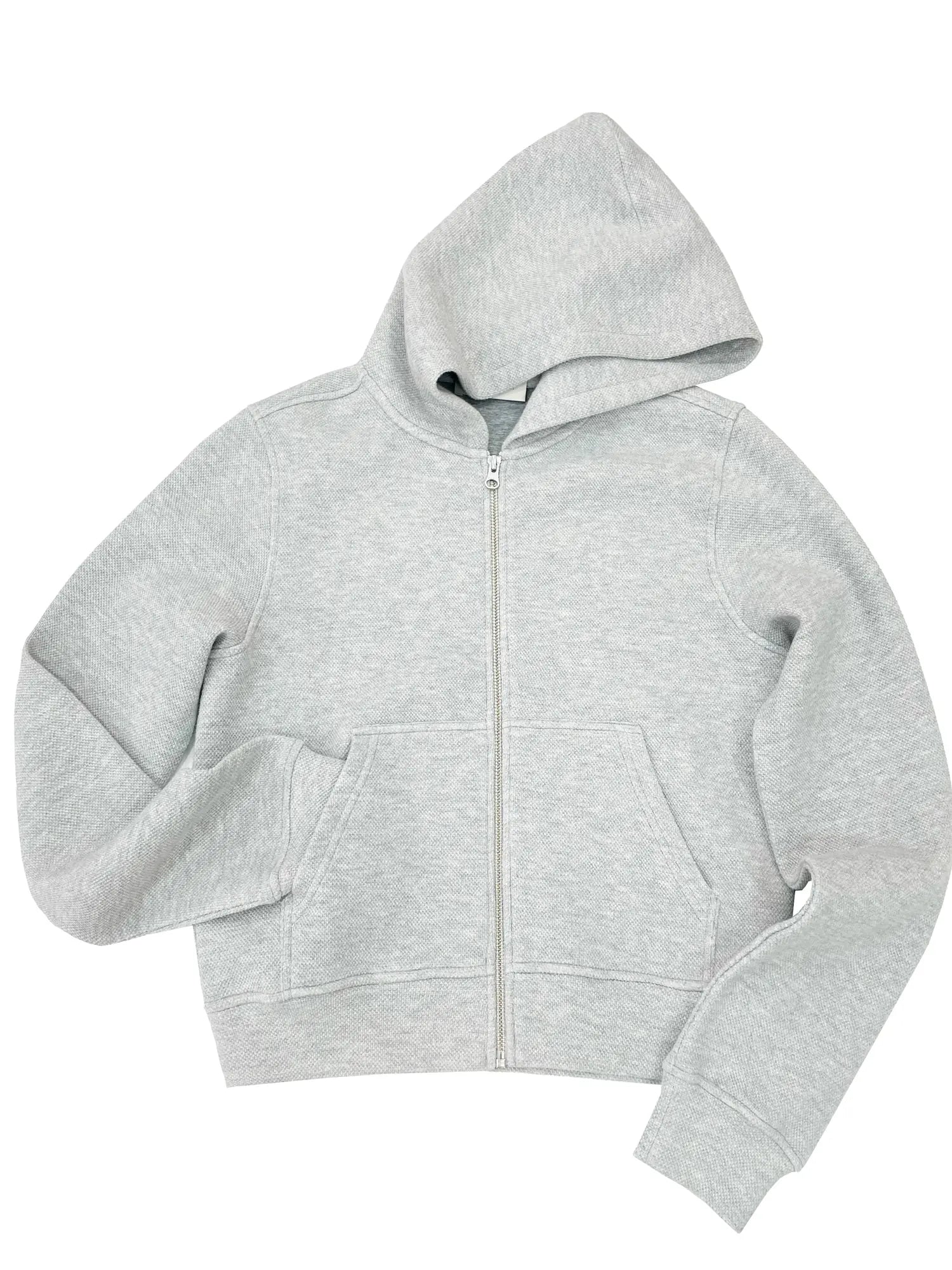 Jacquard Knit Slim Fit Cropped Hooded Sweatshirt