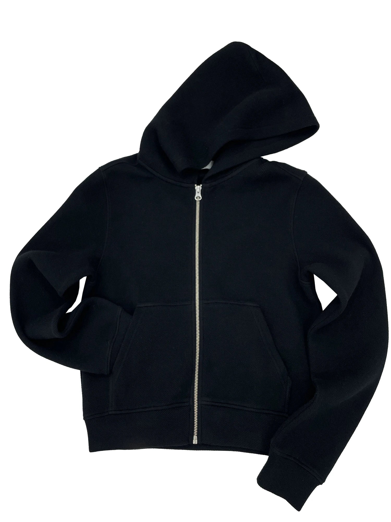 Jacquard Knit Slim Fit Cropped Hooded Sweatshirt