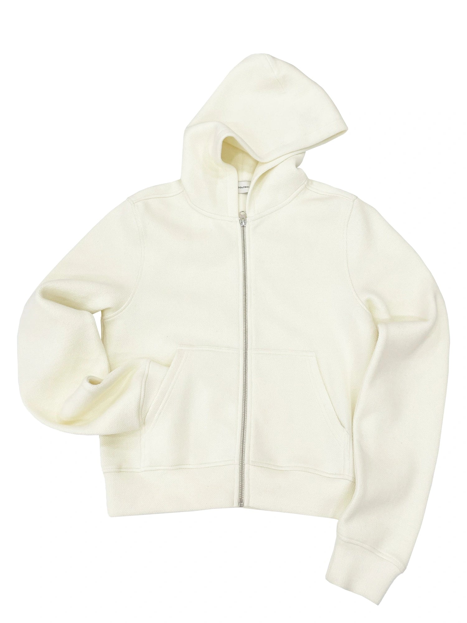 Jacquard Knit Slim Fit Cropped Hooded Sweatshirt