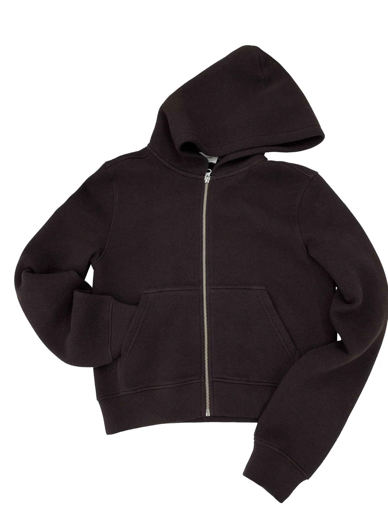 Jacquard Knit Slim Fit Cropped Hooded Sweatshirt