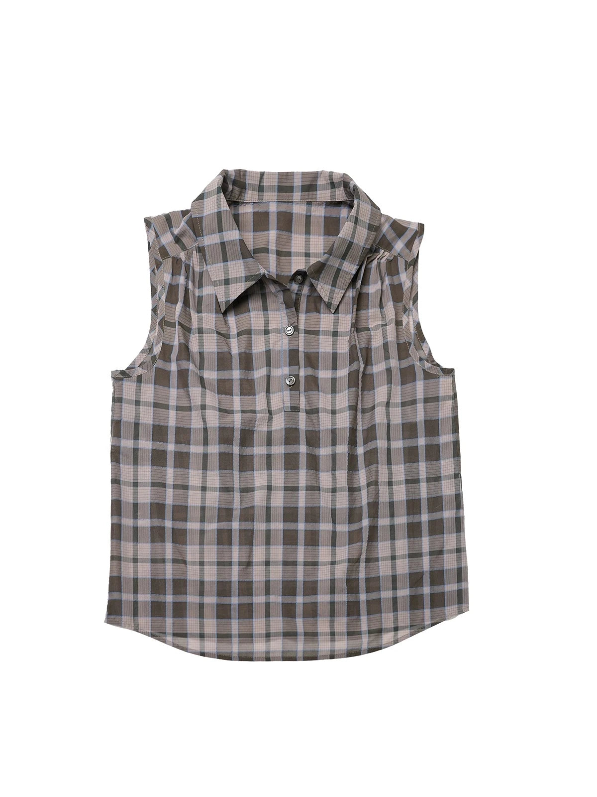 Japanese Checkered Sleeveless Vest Pleated Skirt Set