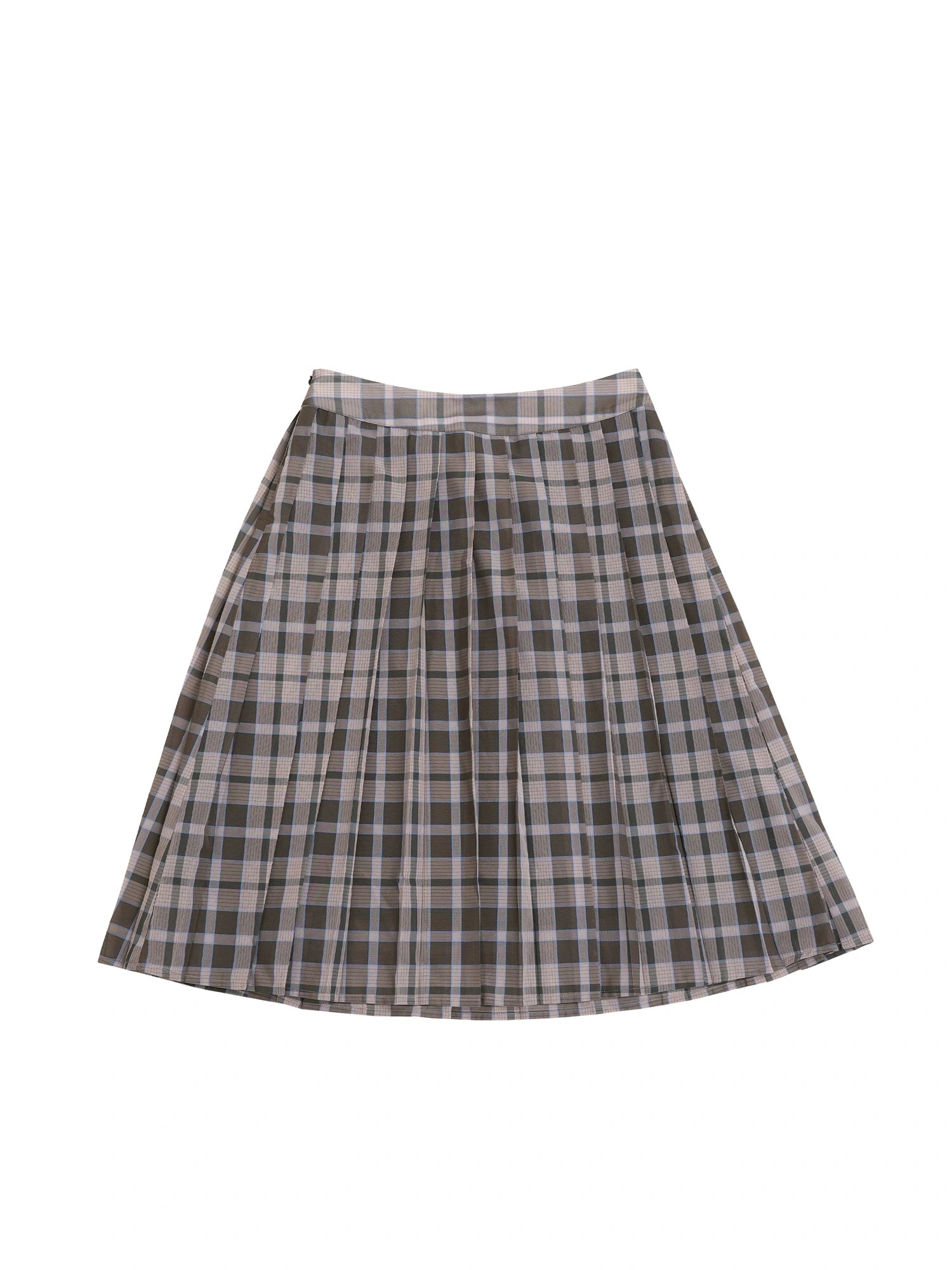 Japanese Checkered Sleeveless Vest Pleated Skirt Set