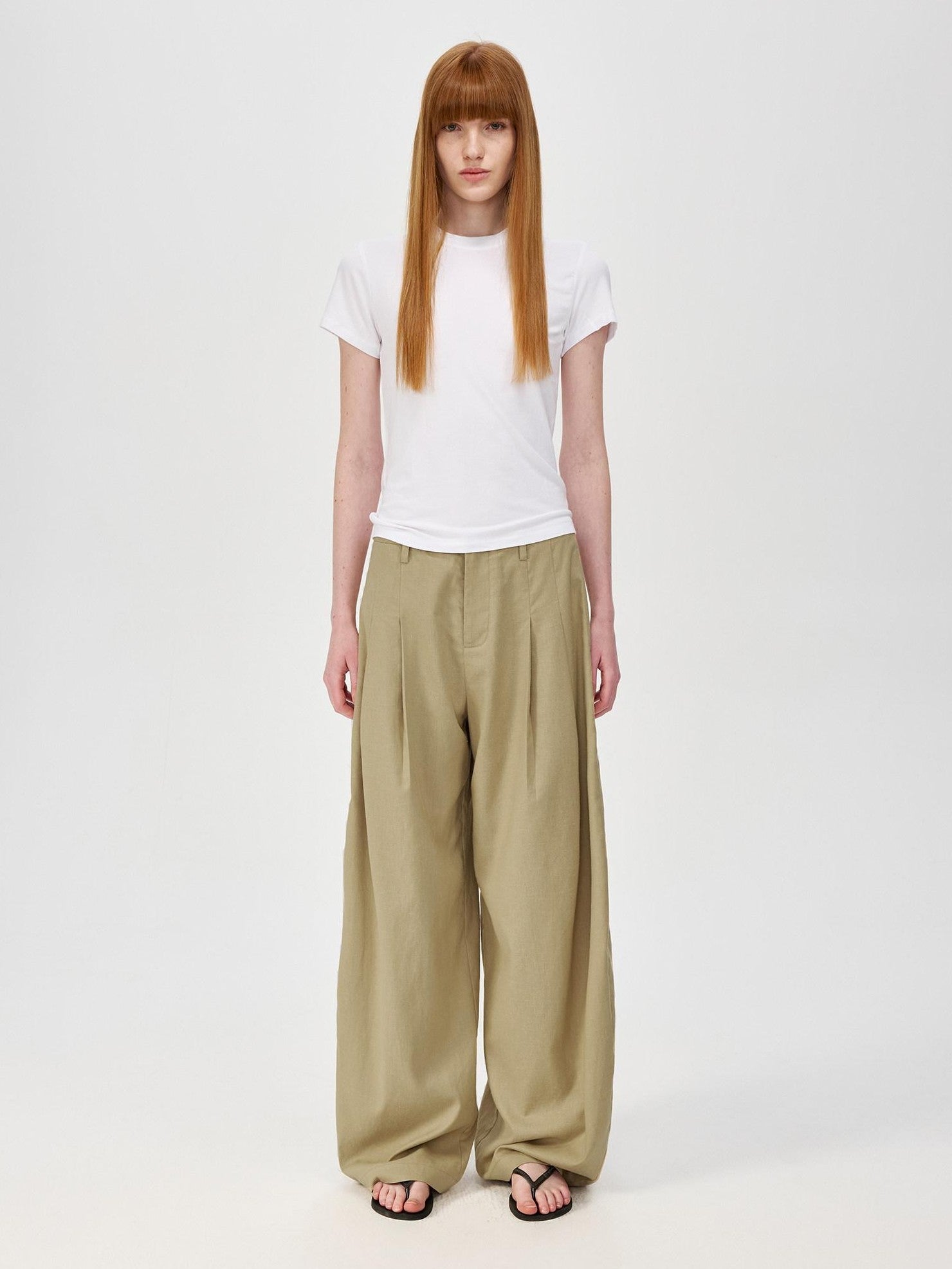 Northbutsouth Khaki Draped Cocoon Low Waist Relaxed Women&