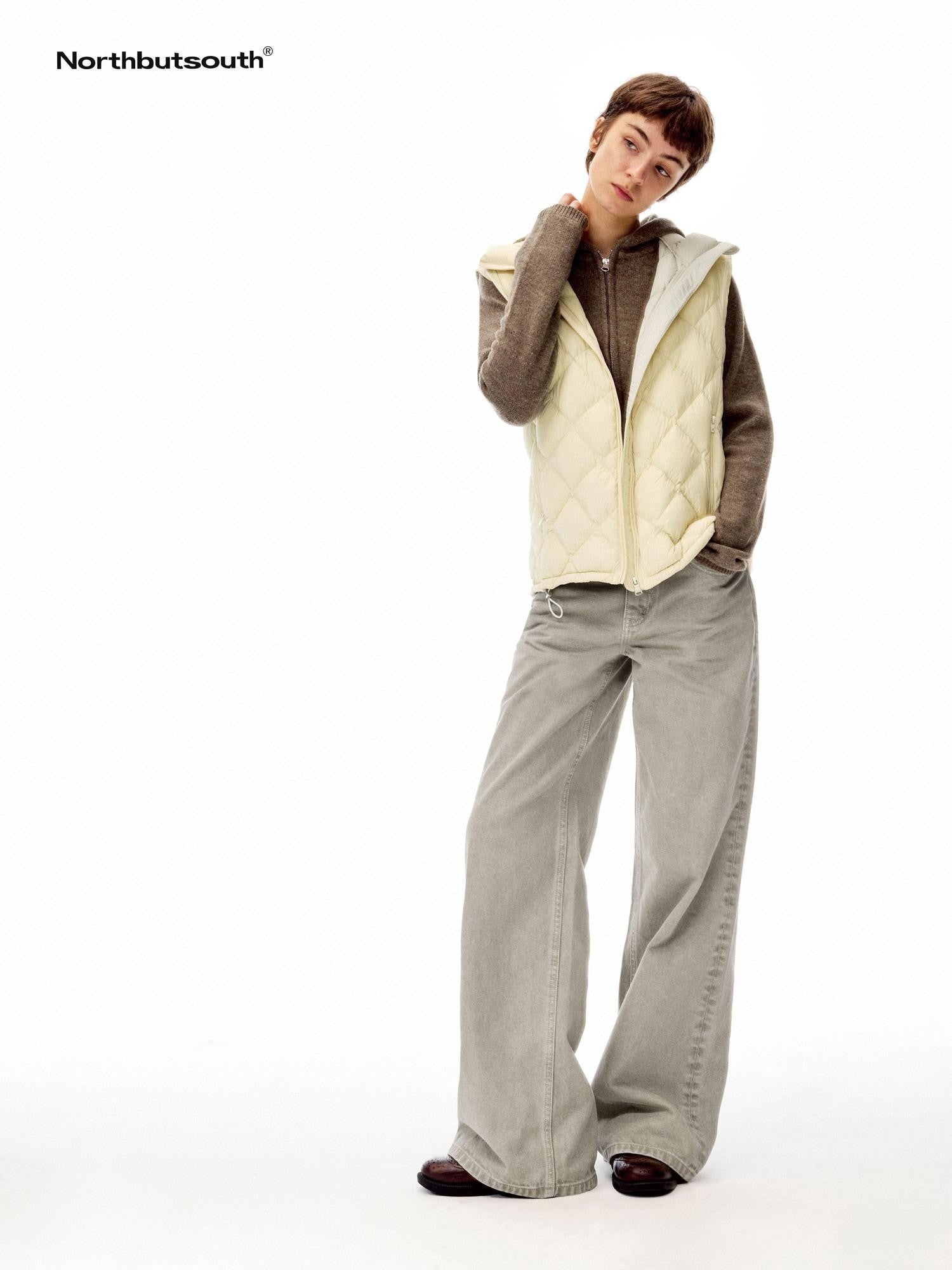 Northbutsouth Khaki Green Low Rise Zip Fly Loose Fit Casual Women&
