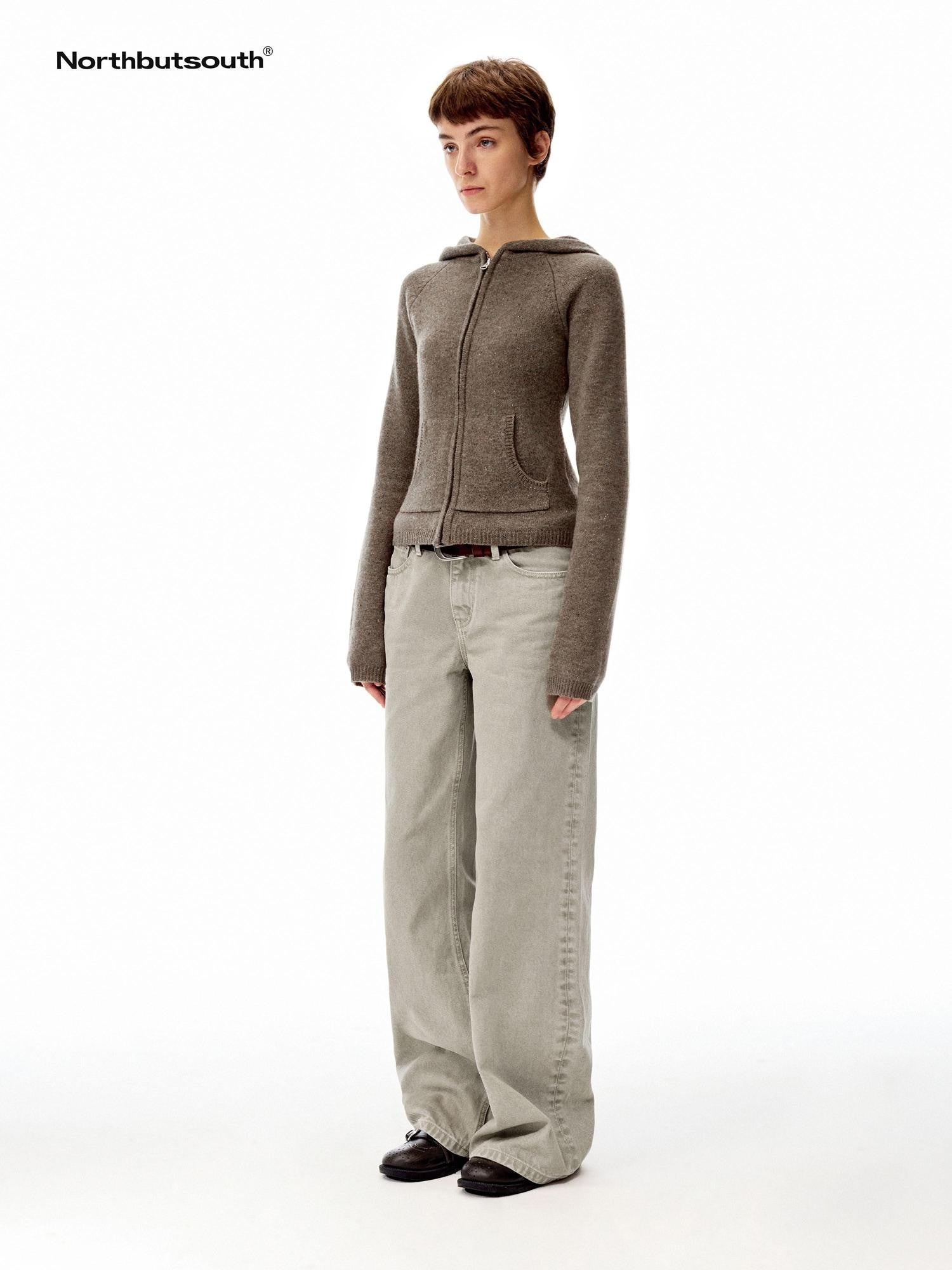 Northbutsouth Khaki Green Low Rise Zip Fly Loose Fit Casual Women&