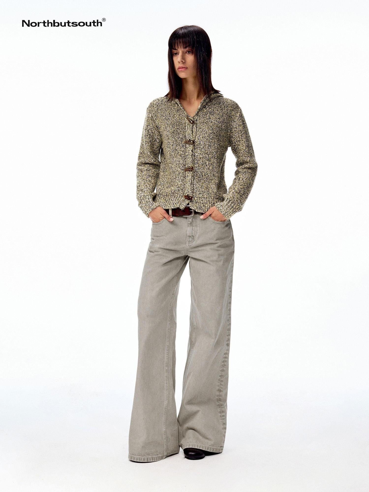 Northbutsouth Khaki Green Low Rise Zip Fly Loose Fit Casual Women&