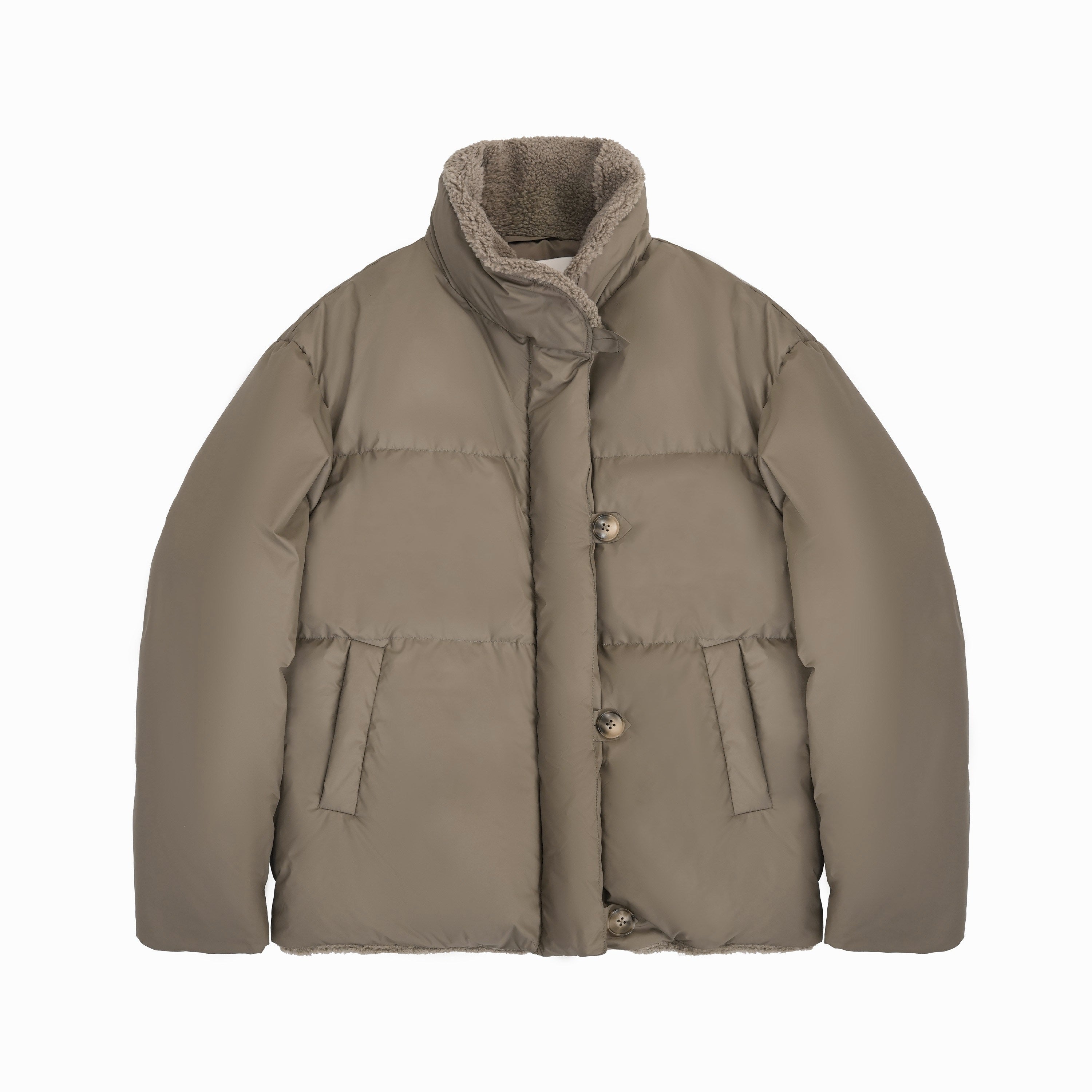 Northbutsouth_Khaki_Shearling_Lined_Stand_Collar_Women&