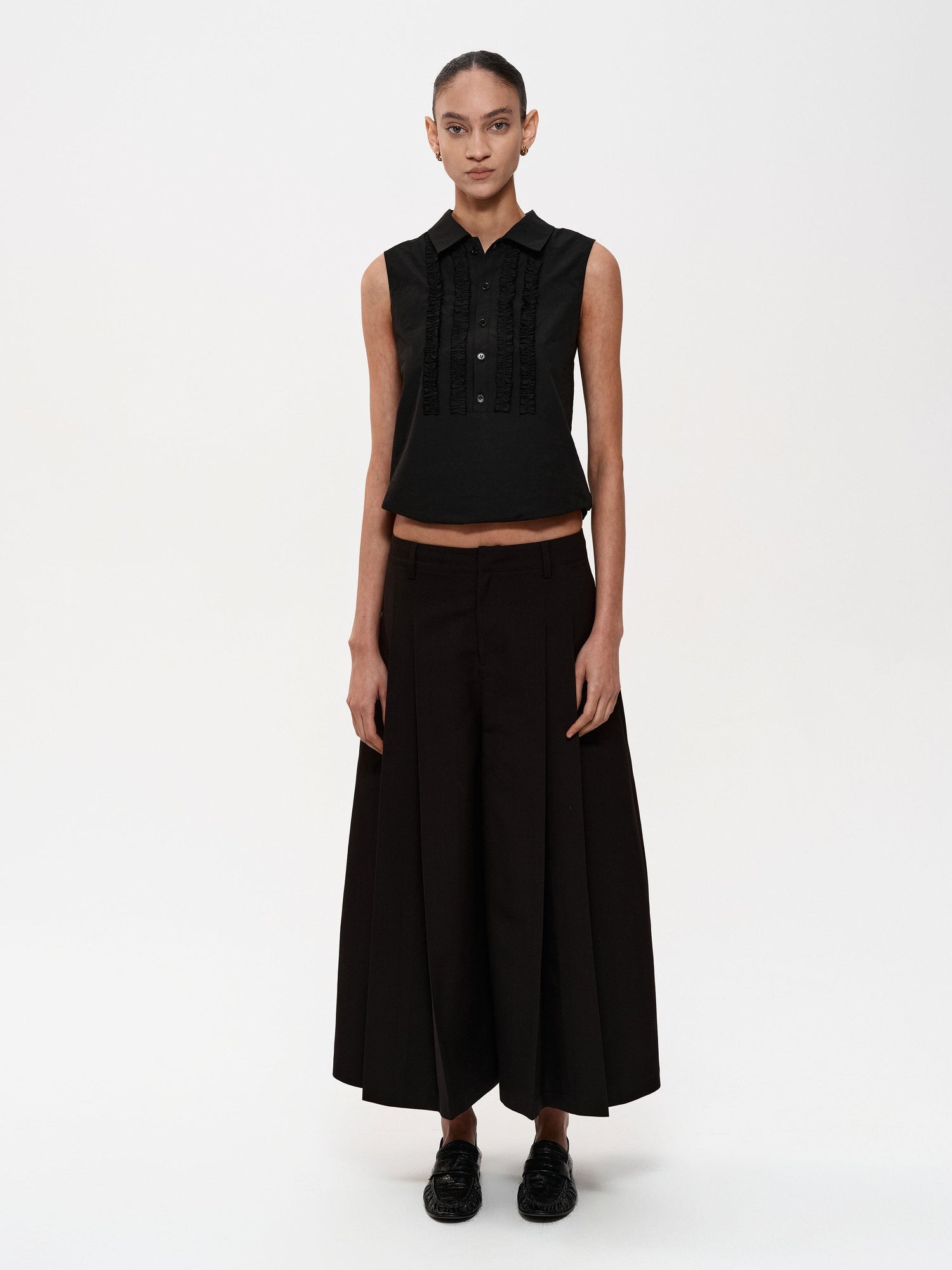 Northbutsouth Lace Ruffle Semi Open Neck Lightweight Adjustable Cotton Vest