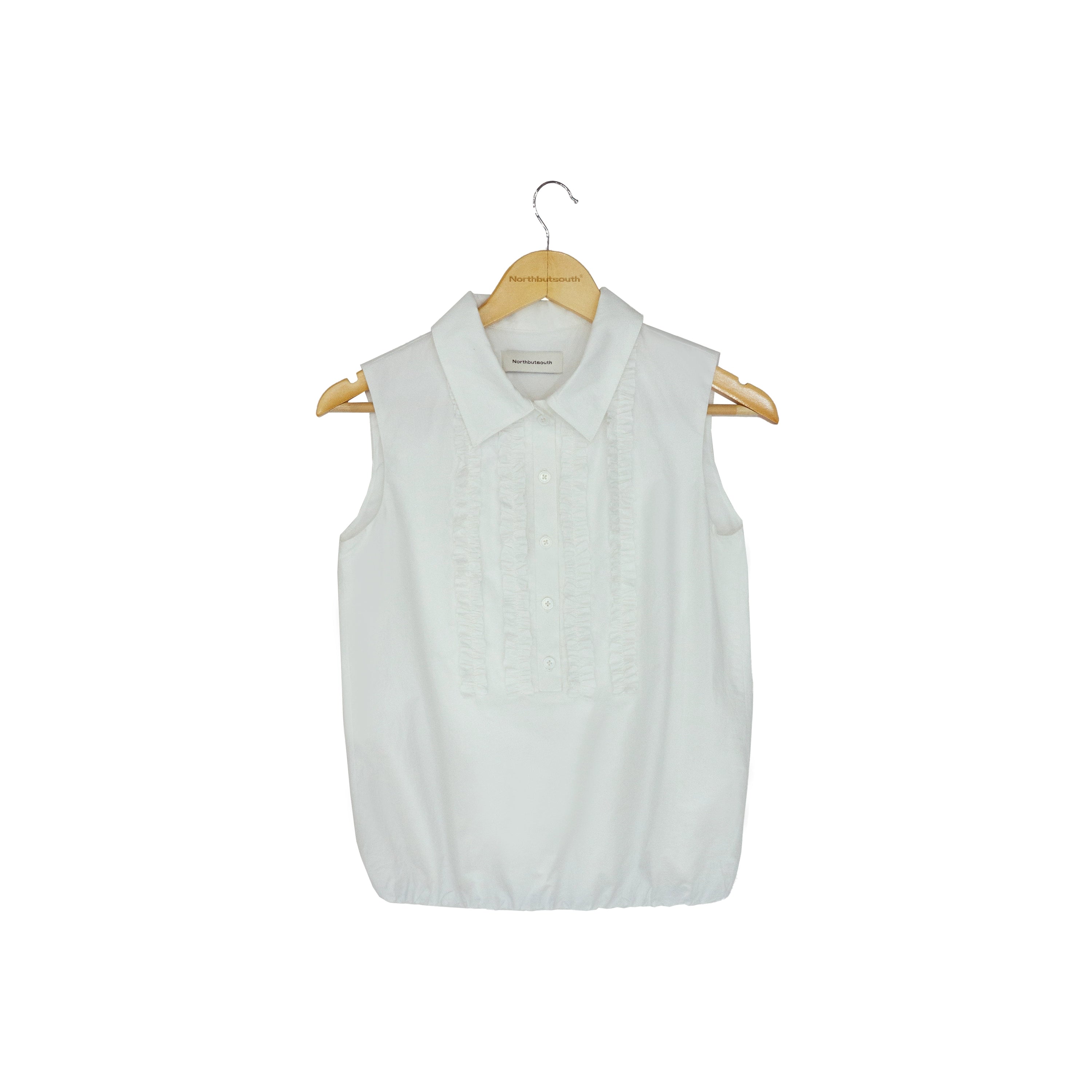 Northbutsouth Lace Ruffle Semi Open Neck Lightweight Adjustable Cotton Vest MISSTT