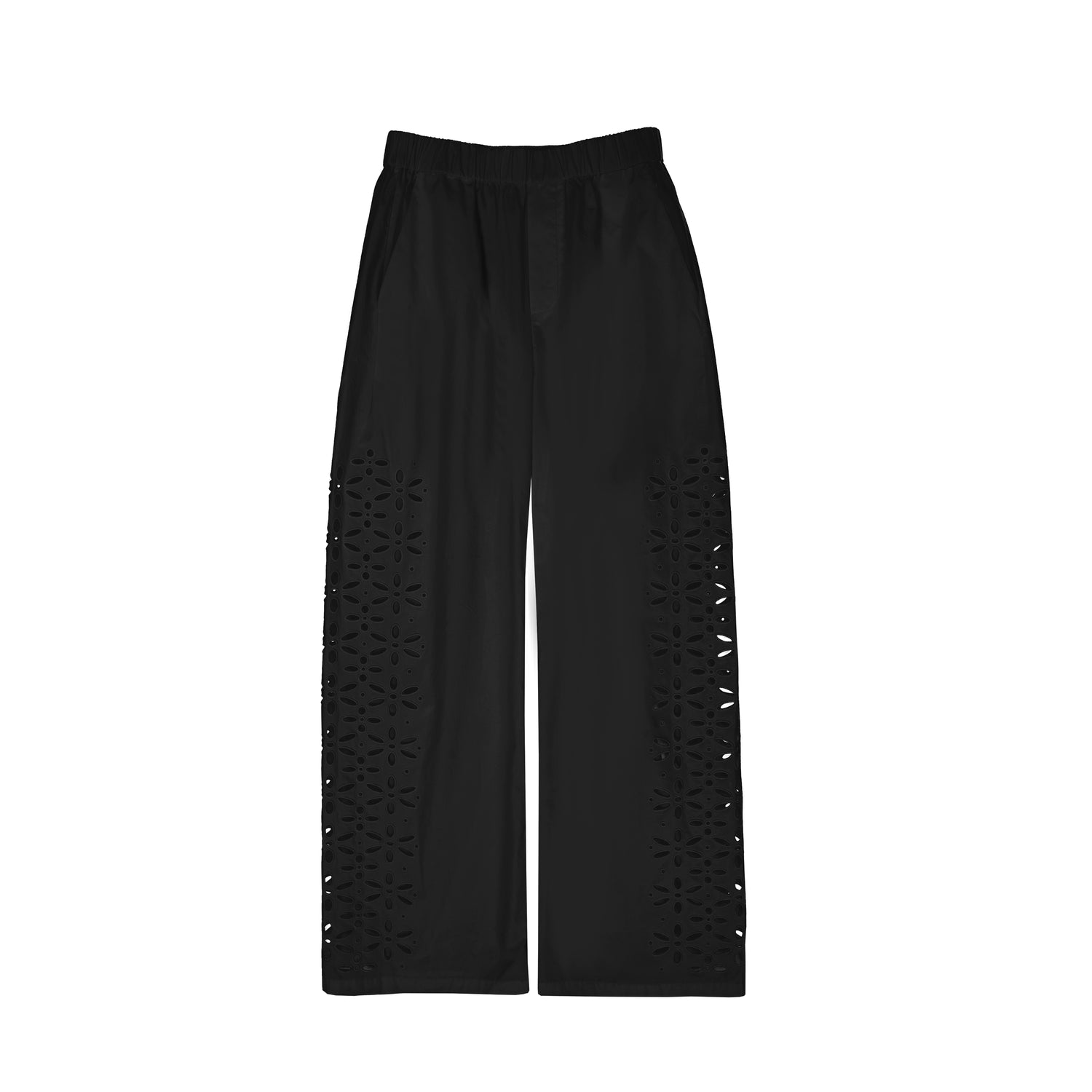 Northbutsouth Laser-Cut Hollow-Out Straight-Leg Pants In Black And White MISSTT