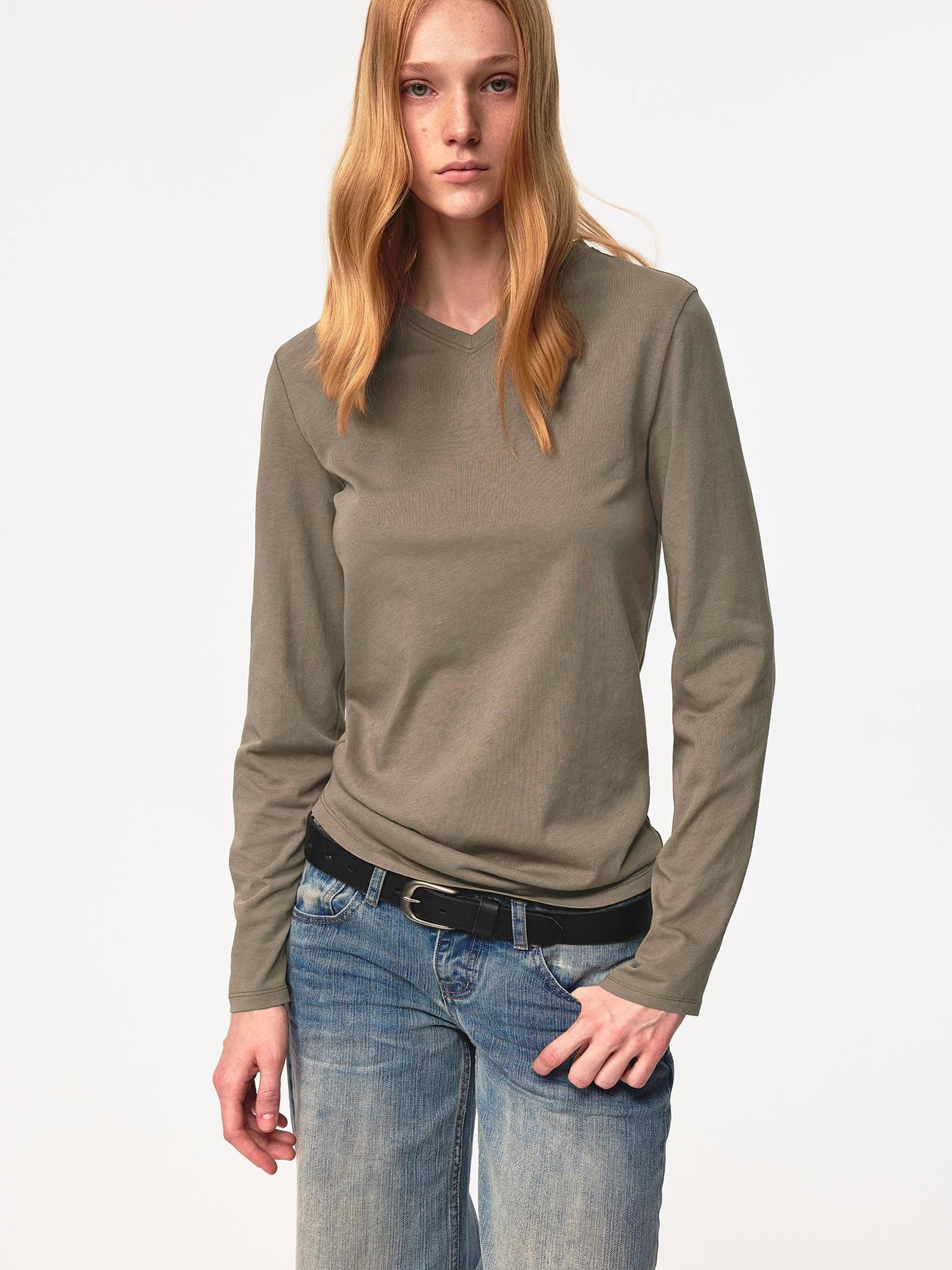 Northbutsouth Lightweight Bamboo Cotton V-Neck Relaxed Fit Tee