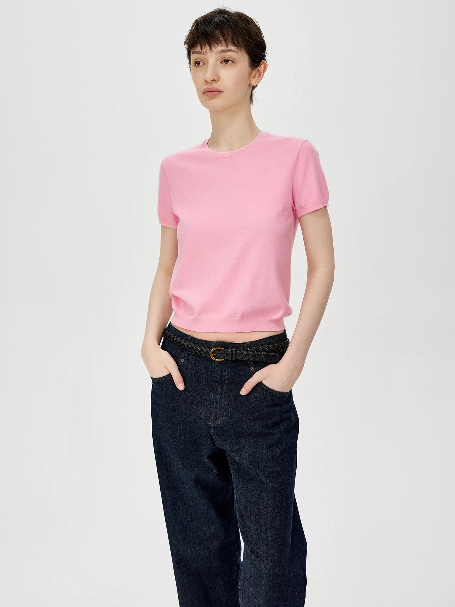 Lightweight Knit T-shirt In Multiple Colors