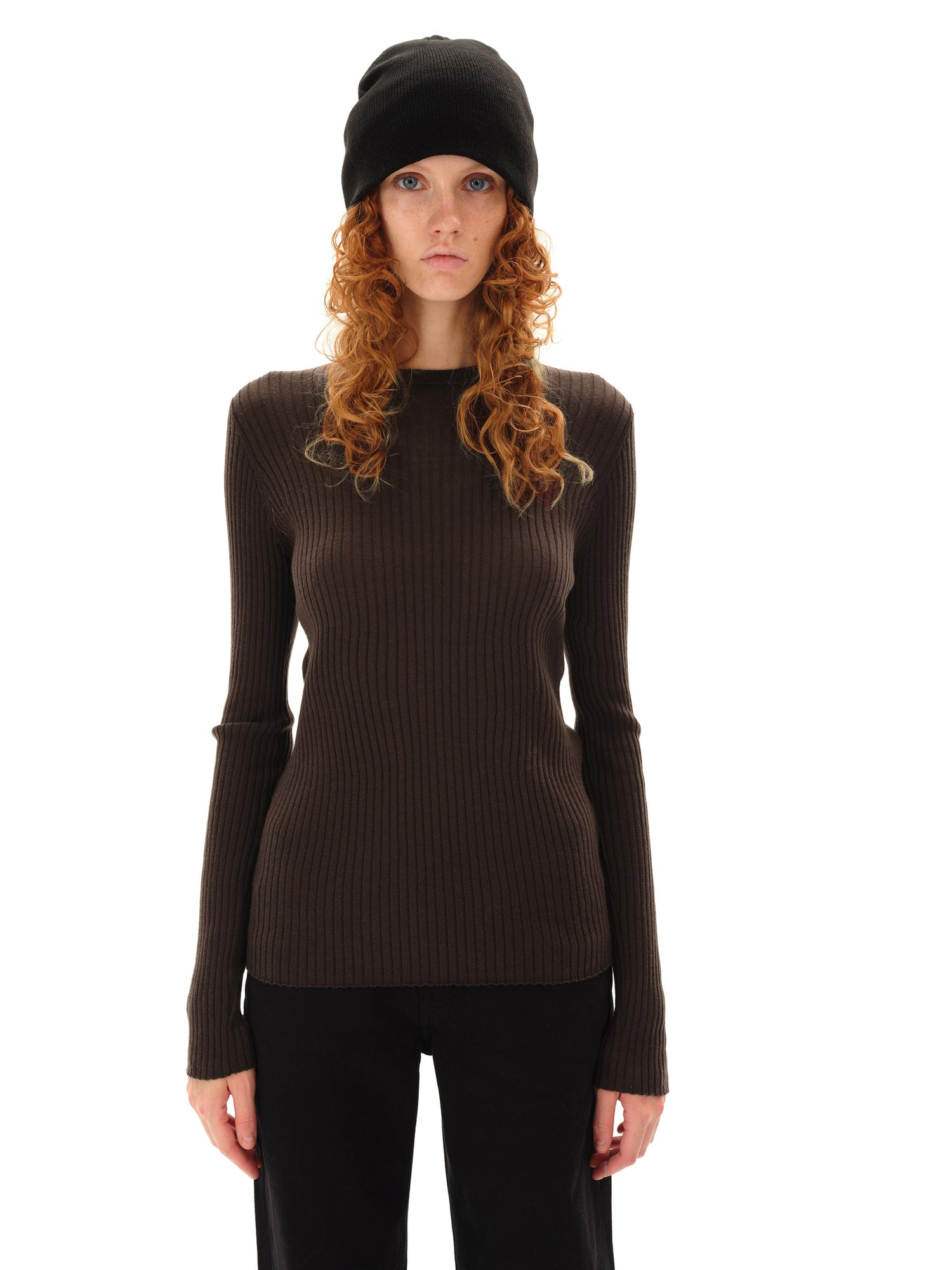 Northbutsouth Lightweight Merino Wool Ribbed Knit Long Sleeve Top