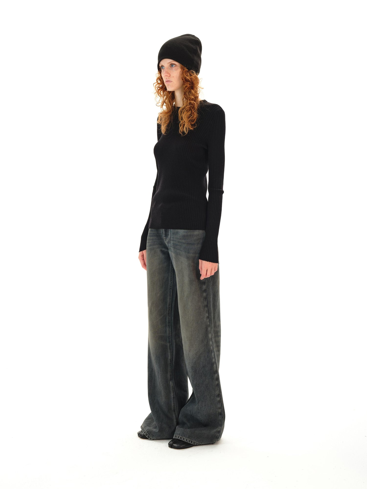 Northbutsouth Lightweight Merino Wool Ribbed Knit Long Sleeve Top
