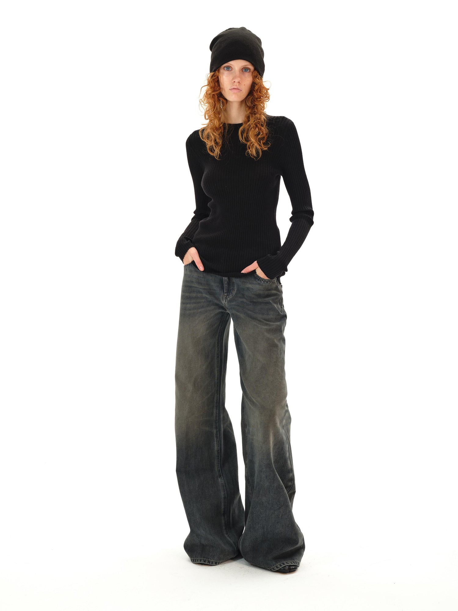 Northbutsouth Lightweight Merino Wool Ribbed Knit Long Sleeve Top