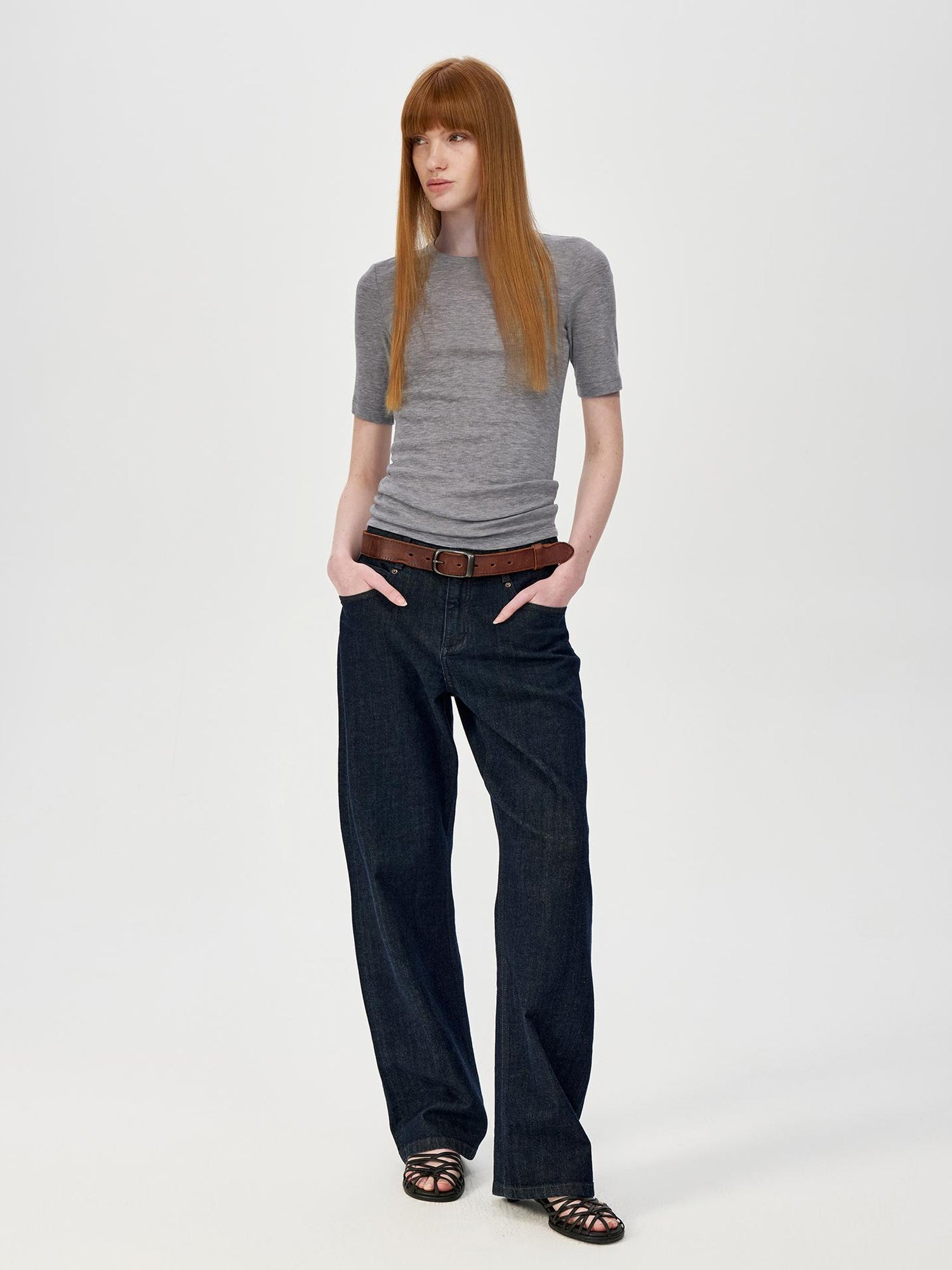 Northbutsouth Lightweight Merino Wool Slim Fit Tee V-neck T-shirt Long Sleeve