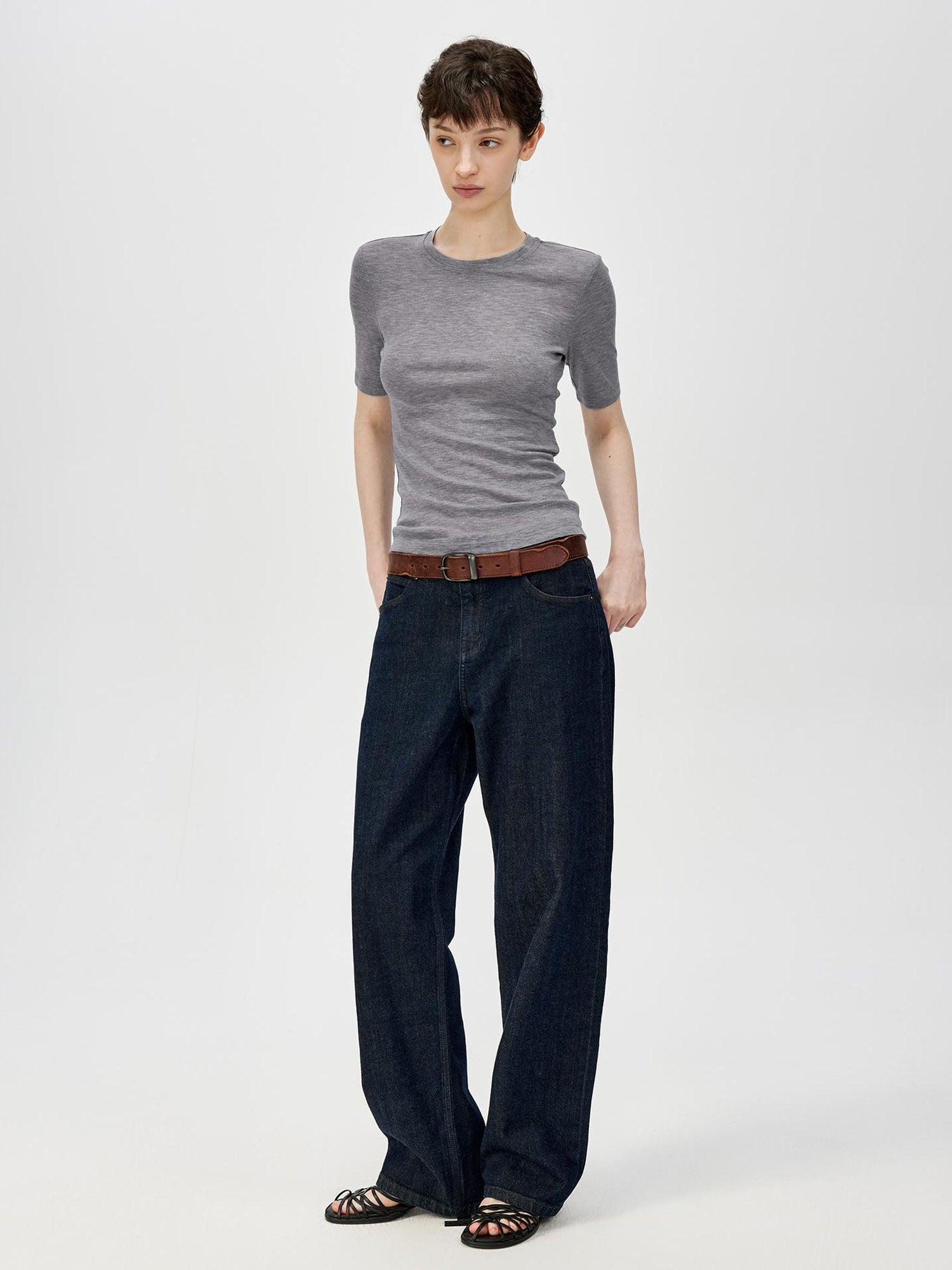 Northbutsouth Lightweight Merino Wool Slim Fit Tee V-neck T-shirt Long Sleeve