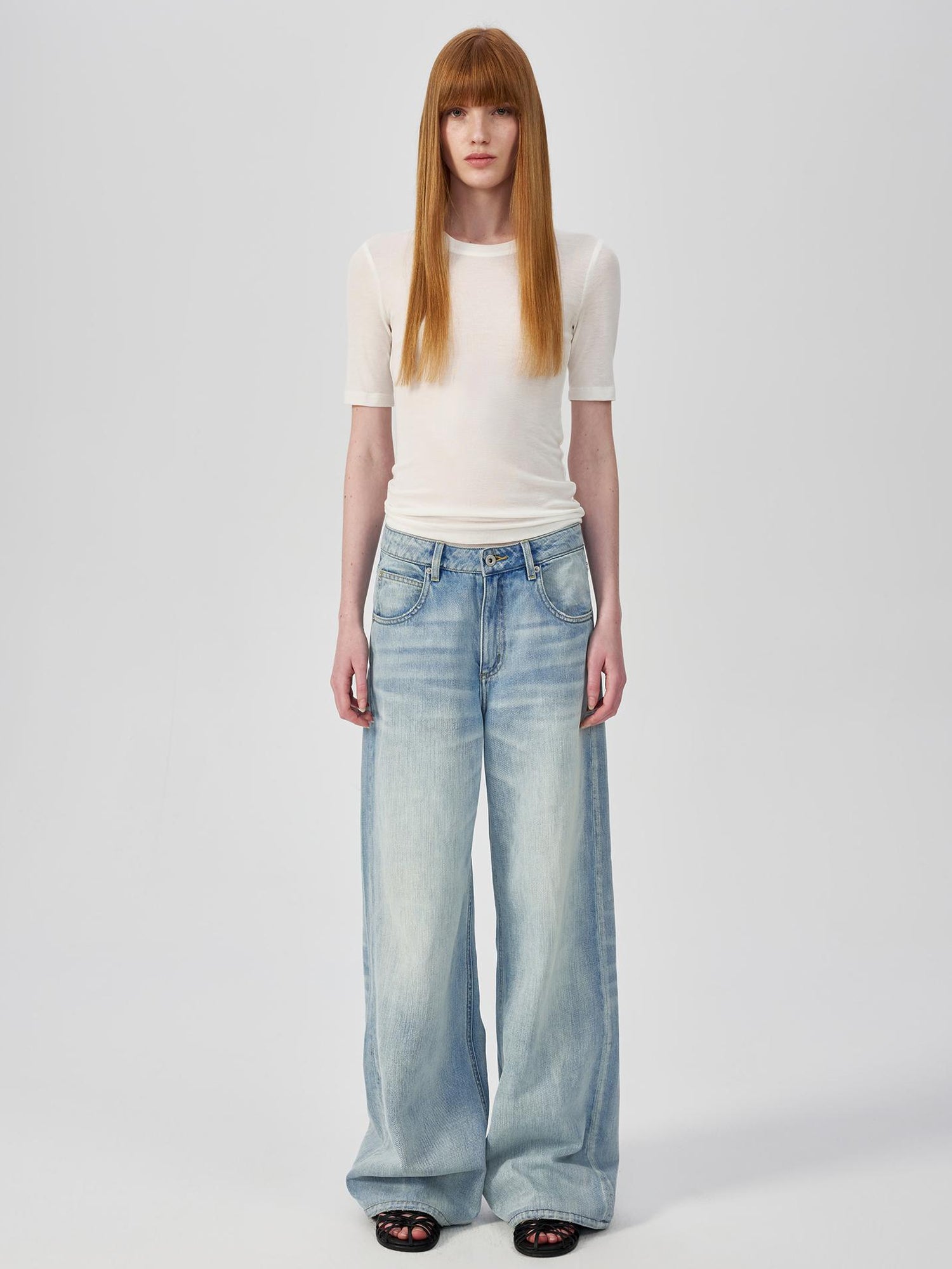 Northbutsouth Lightweight Merino Wool Slim Fit Tee V-neck T-shirt Long Sleeve