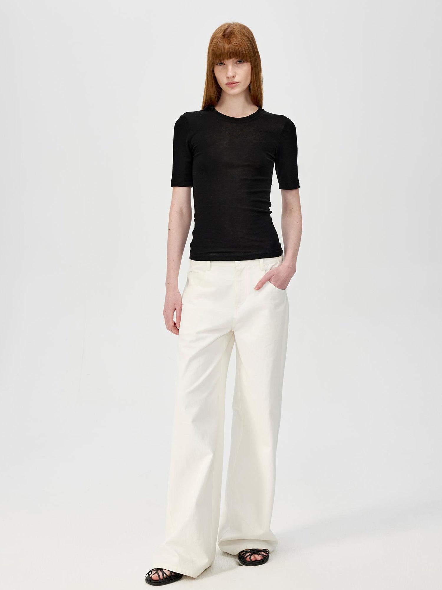 Northbutsouth Lightweight Merino Wool Slim Fit Tee V-neck T-shirt Long Sleeve