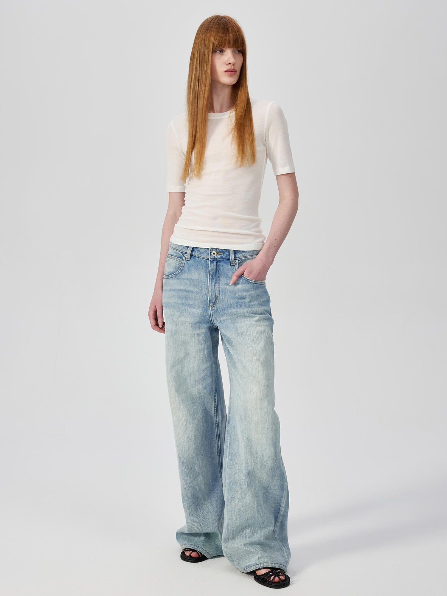 Northbutsouth Lightweight Merino Wool Slim Fit Tee V-neck T-shirt Long Sleeve