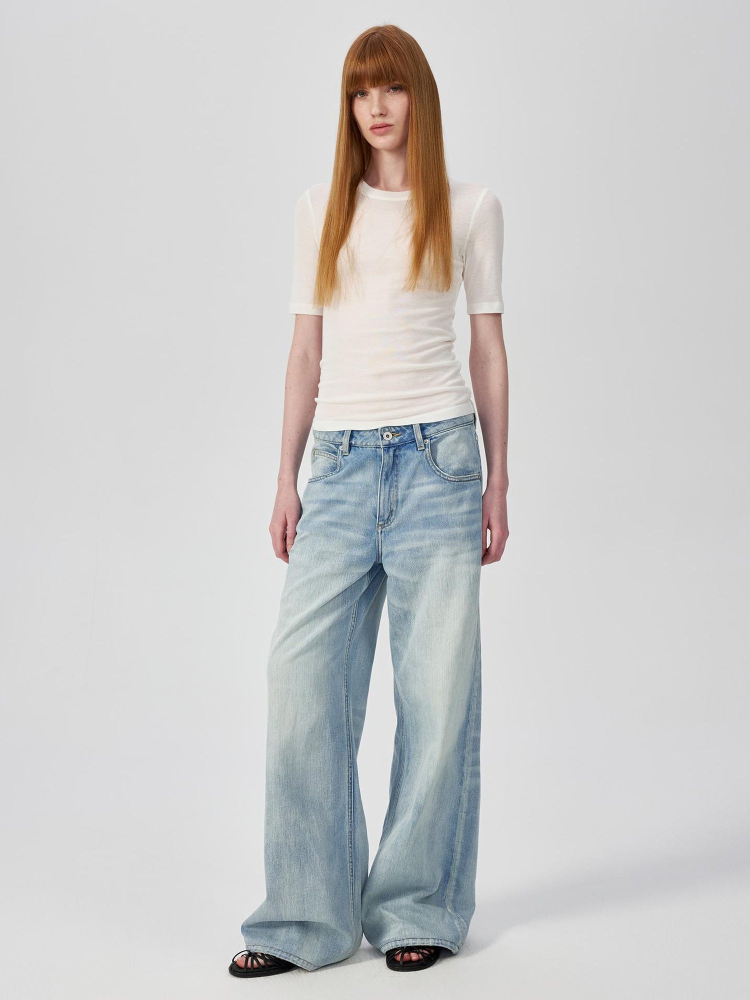 Northbutsouth Lightweight Merino Wool Slim Fit Tee V-neck T-shirt Long Sleeve