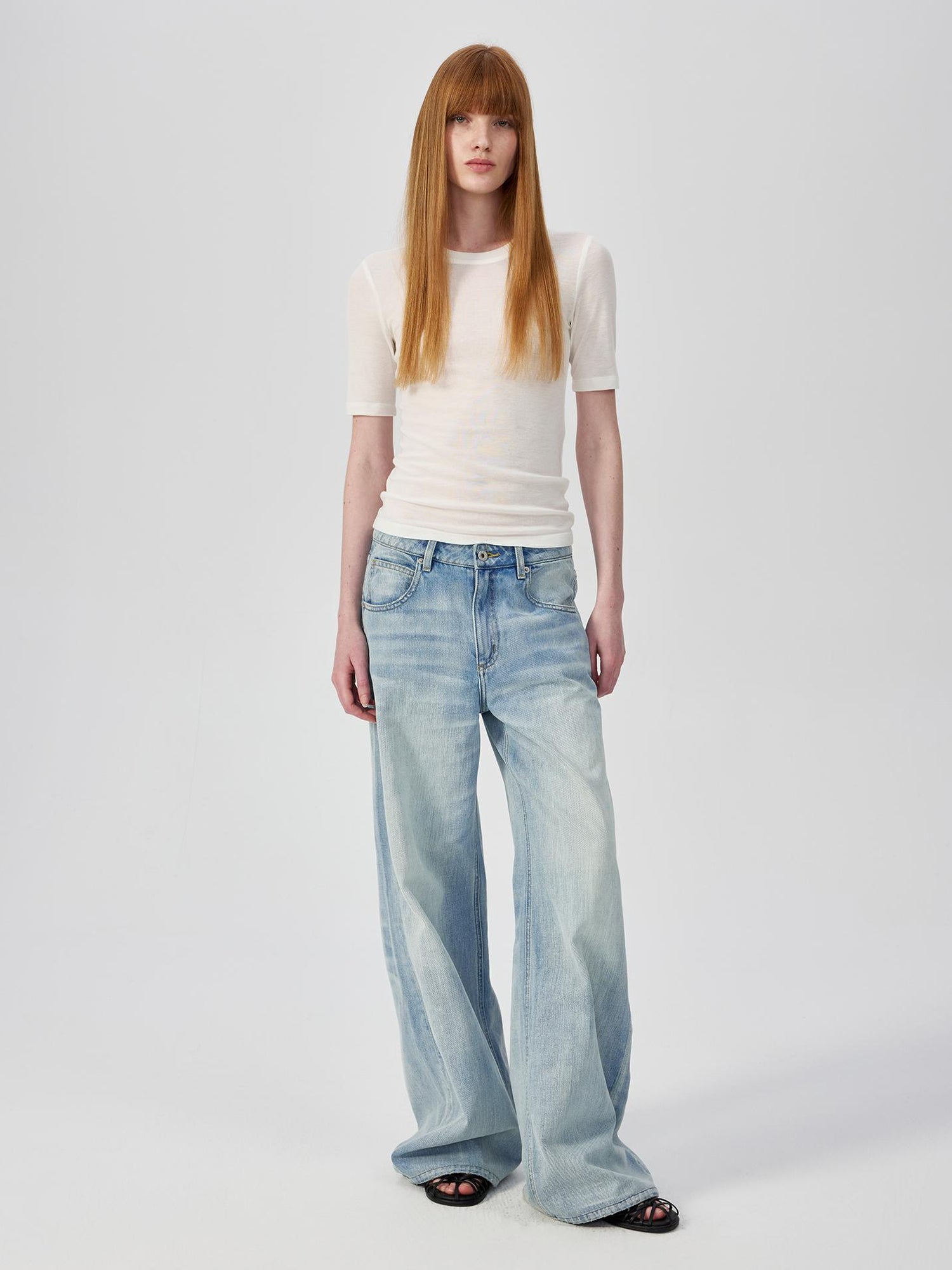 Northbutsouth Lightweight Merino Wool Slim Fit Tee V-neck T-shirt Long Sleeve