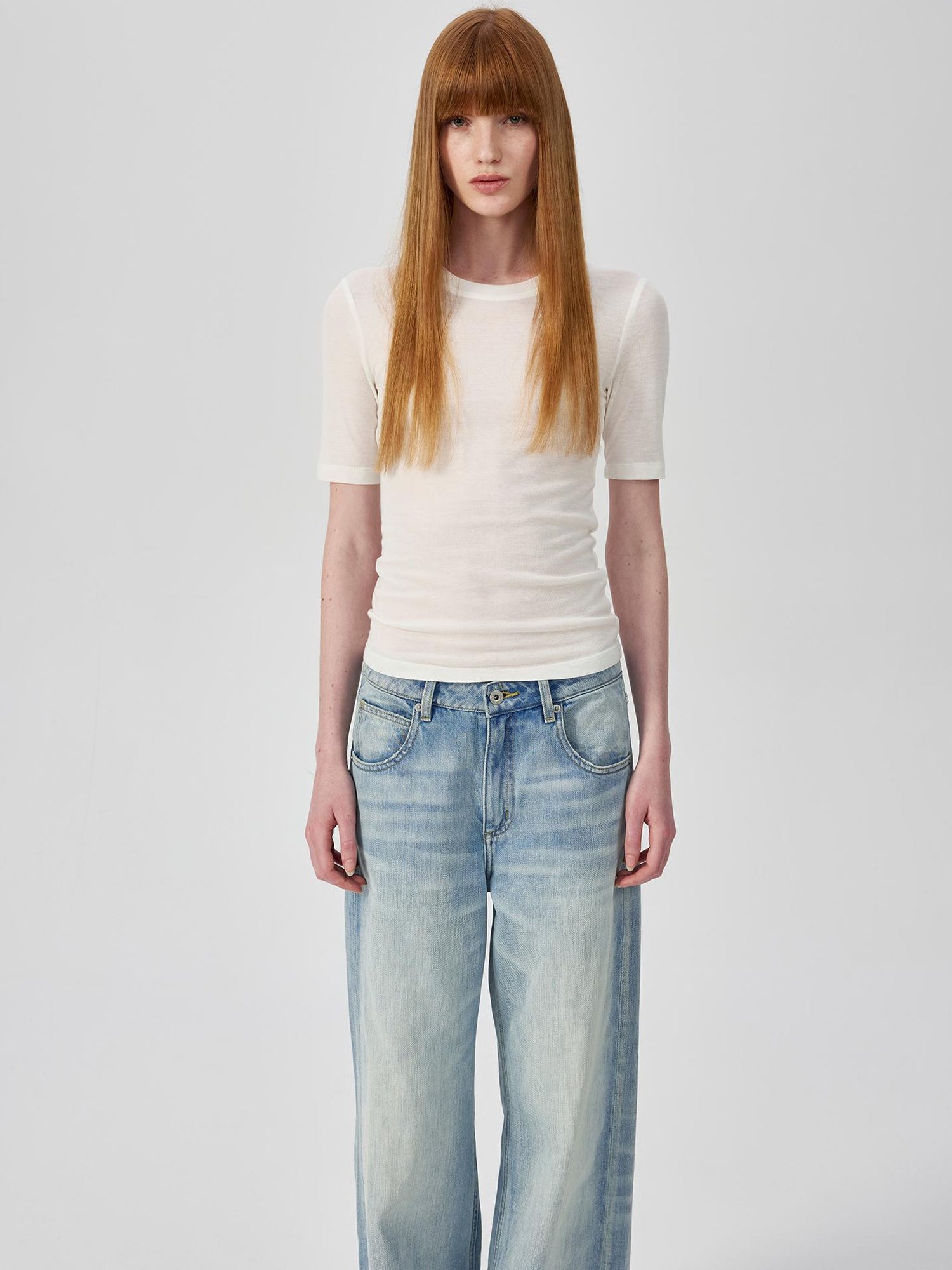 Northbutsouth Lightweight Merino Wool Slim Fit Tee V-neck T-shirt Long Sleeve