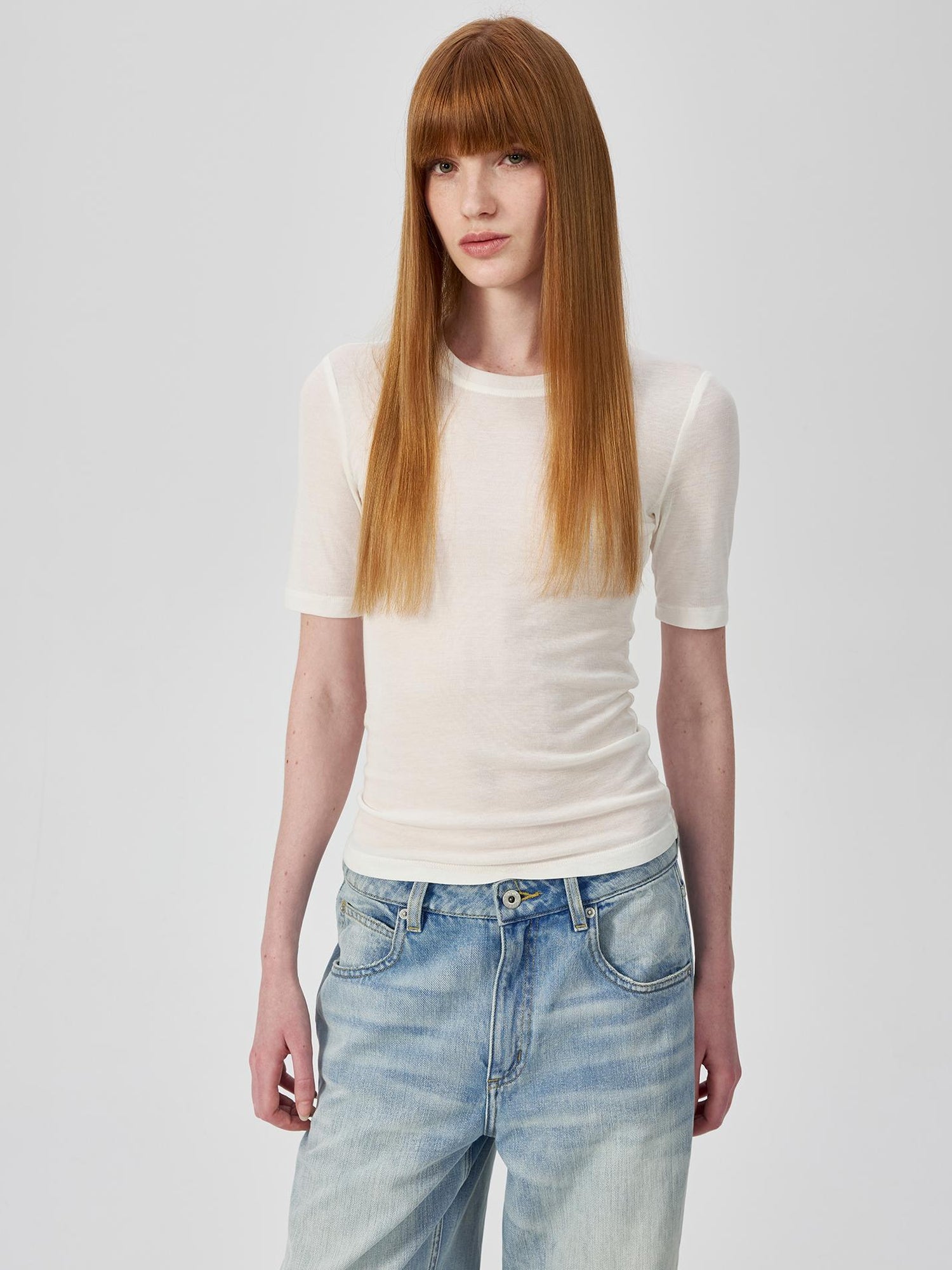 Northbutsouth Lightweight Merino Wool Slim Fit Tee V-neck T-shirt Long Sleeve