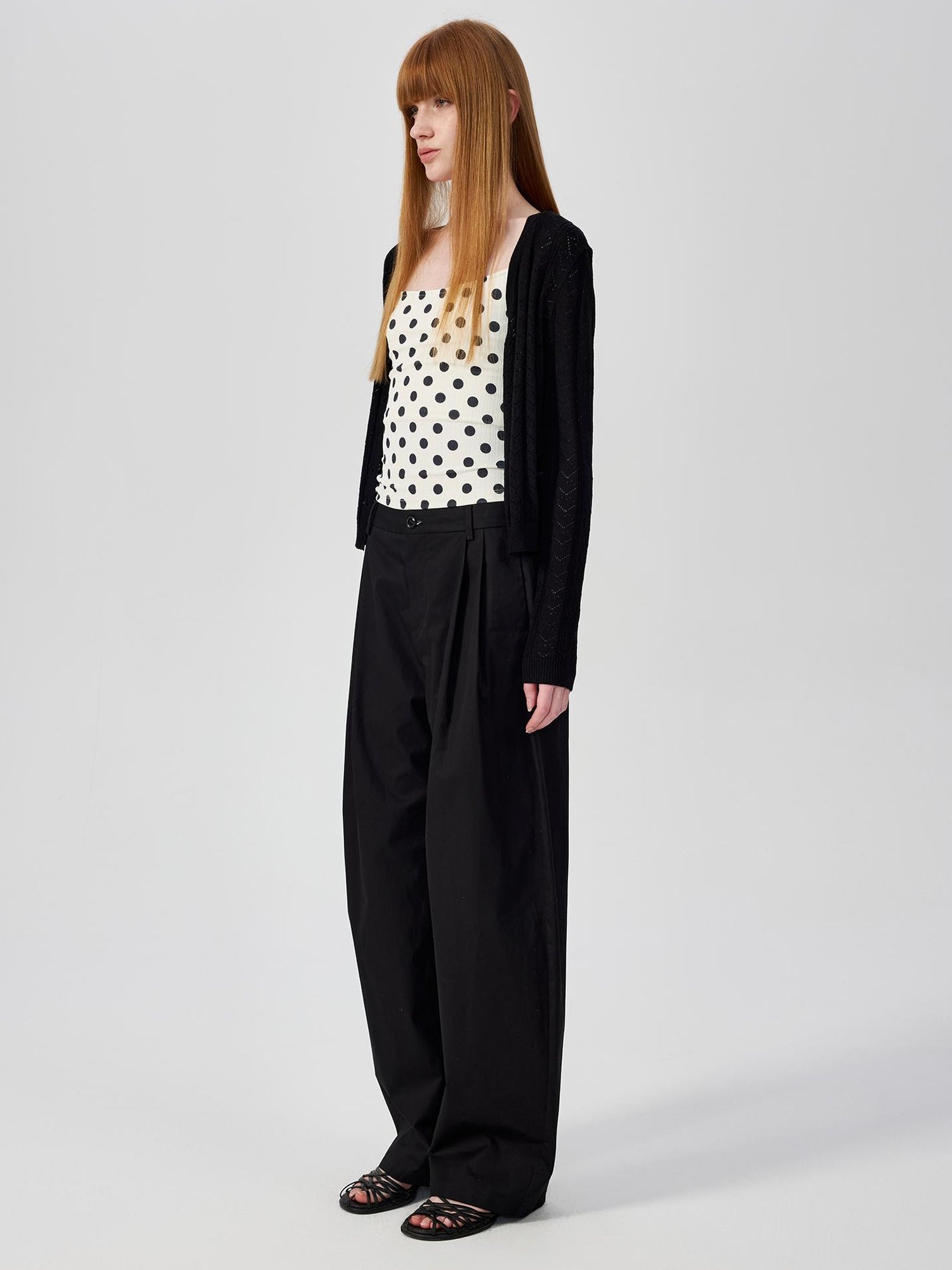 Northbutsouth Lightweight Mid Low Waist Pleated Casual Trousers