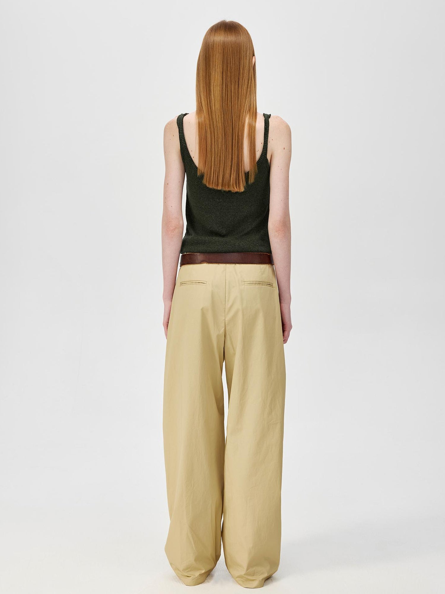 Northbutsouth Lightweight Mid Low Waist Pleated Casual Trousers