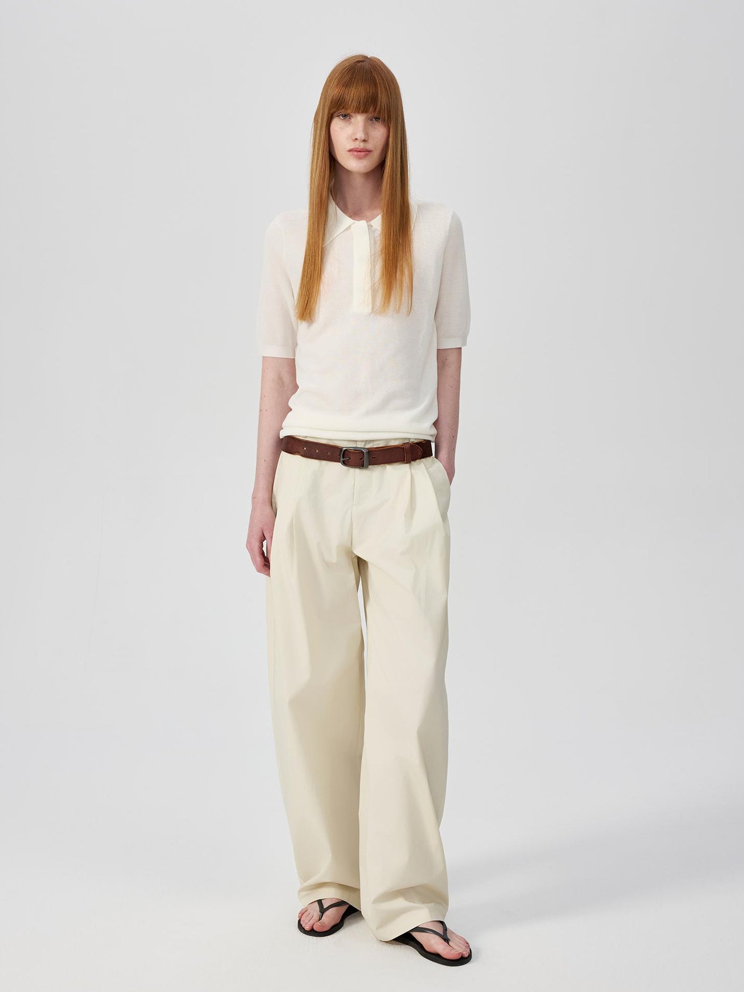 Northbutsouth Lightweight Mid Low Waist Pleated Casual Trousers