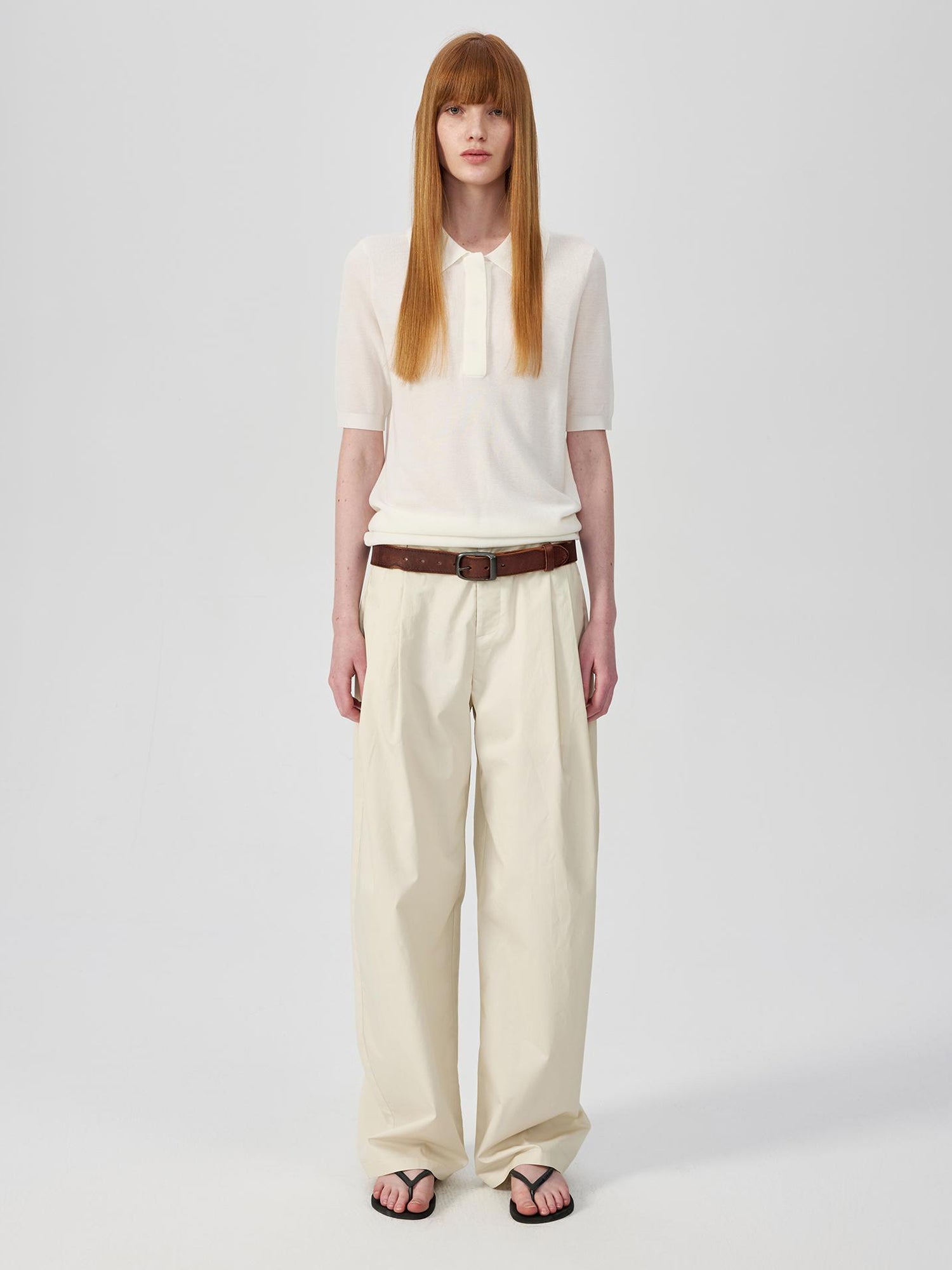 Northbutsouth Lightweight Mid Low Waist Pleated Casual Trousers