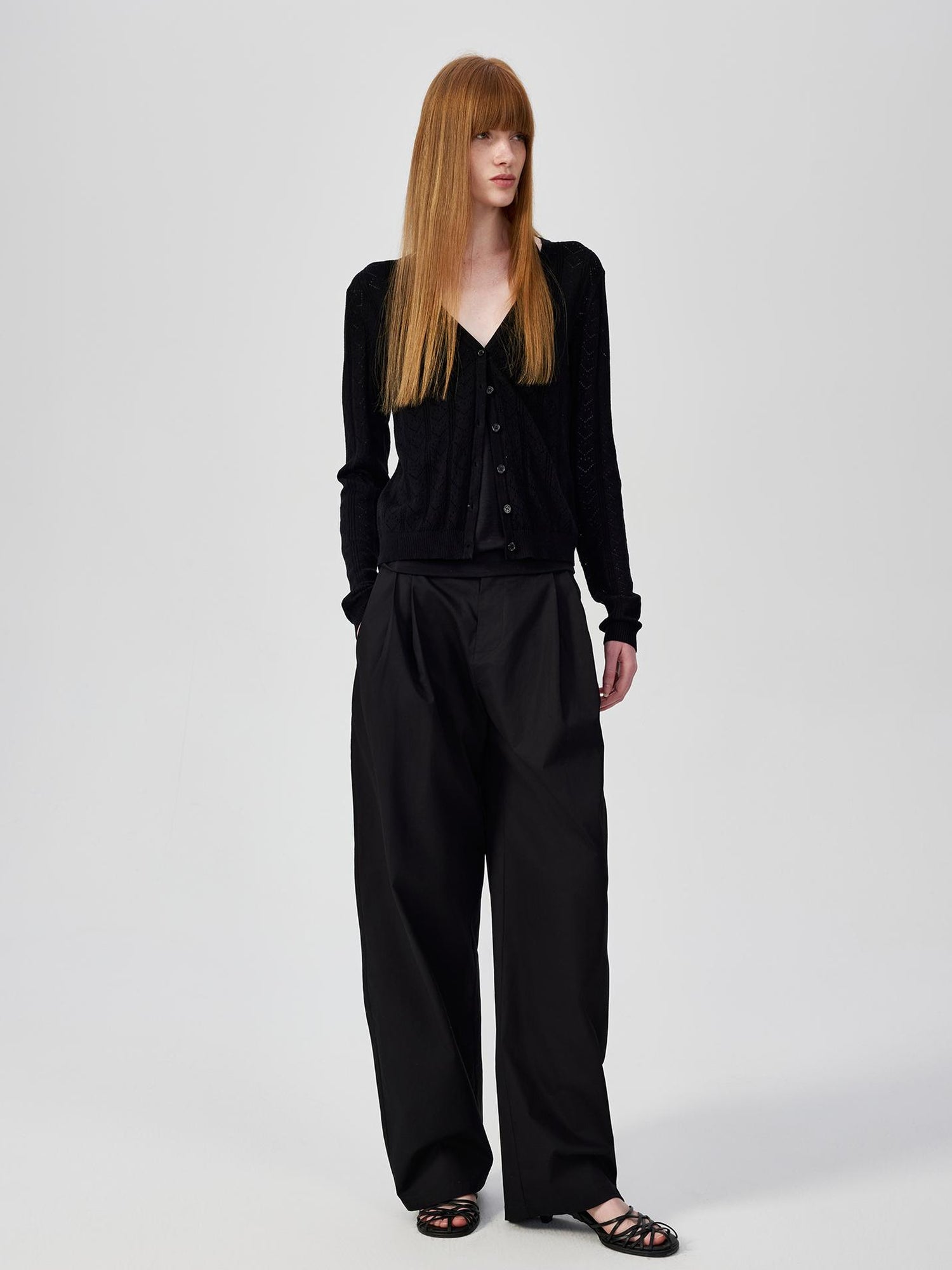 Northbutsouth Lightweight Mid Low Waist Pleated Casual Trousers