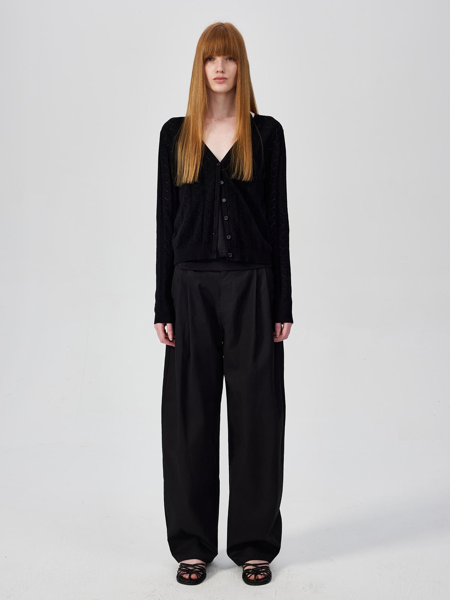 Northbutsouth Lightweight Mid Low Waist Pleated Casual Trousers