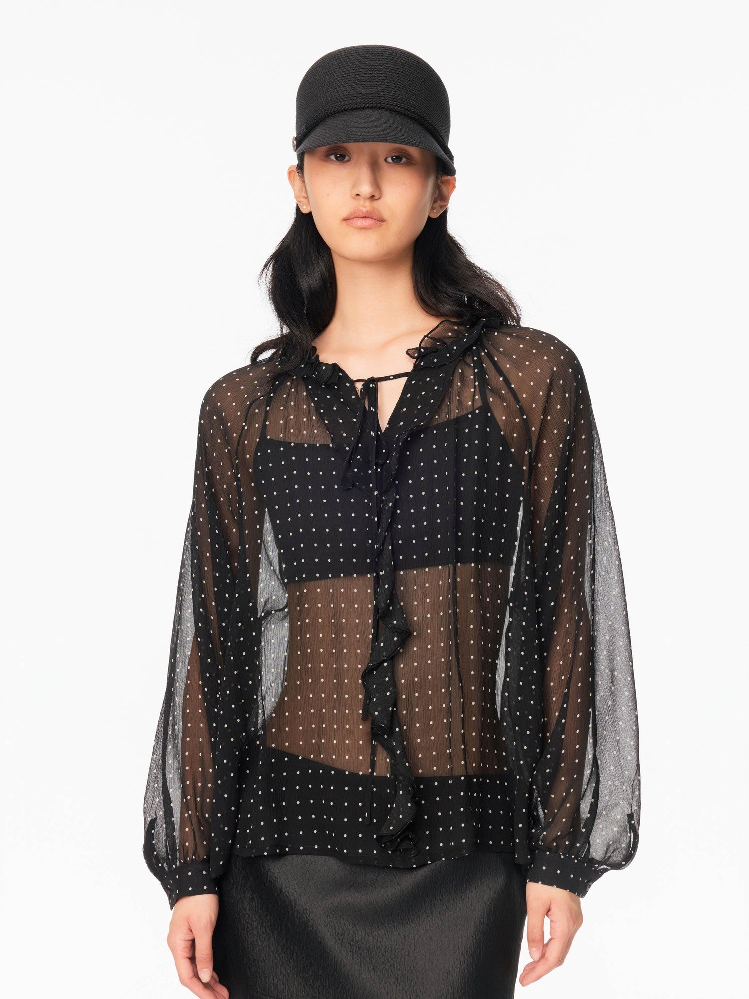 Northbutsouth Lightweight Polka Dot Crinkle Ruffle Women&