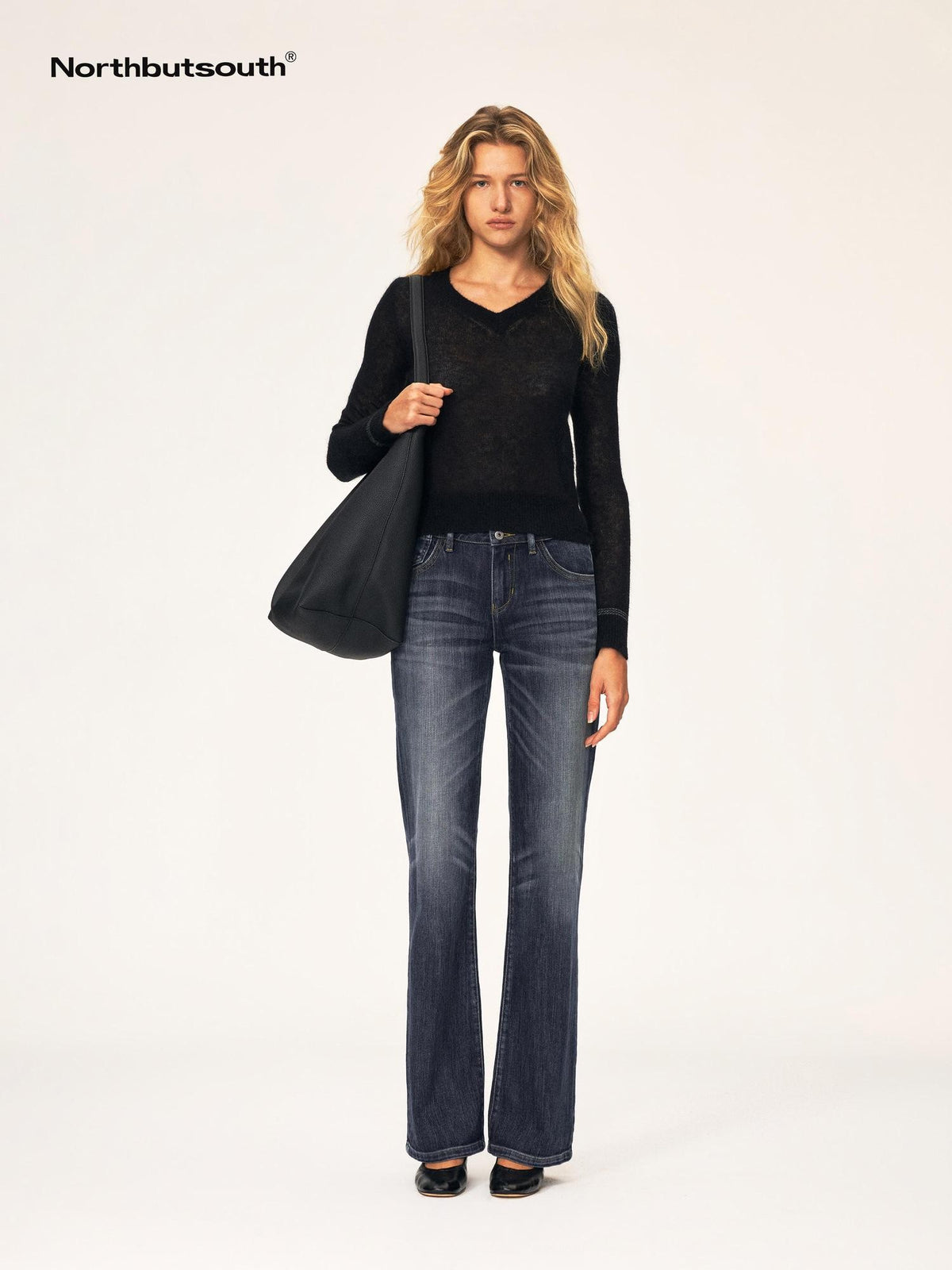 Northbutsouth Lightweight Ribbed Color Block V-neck Women&