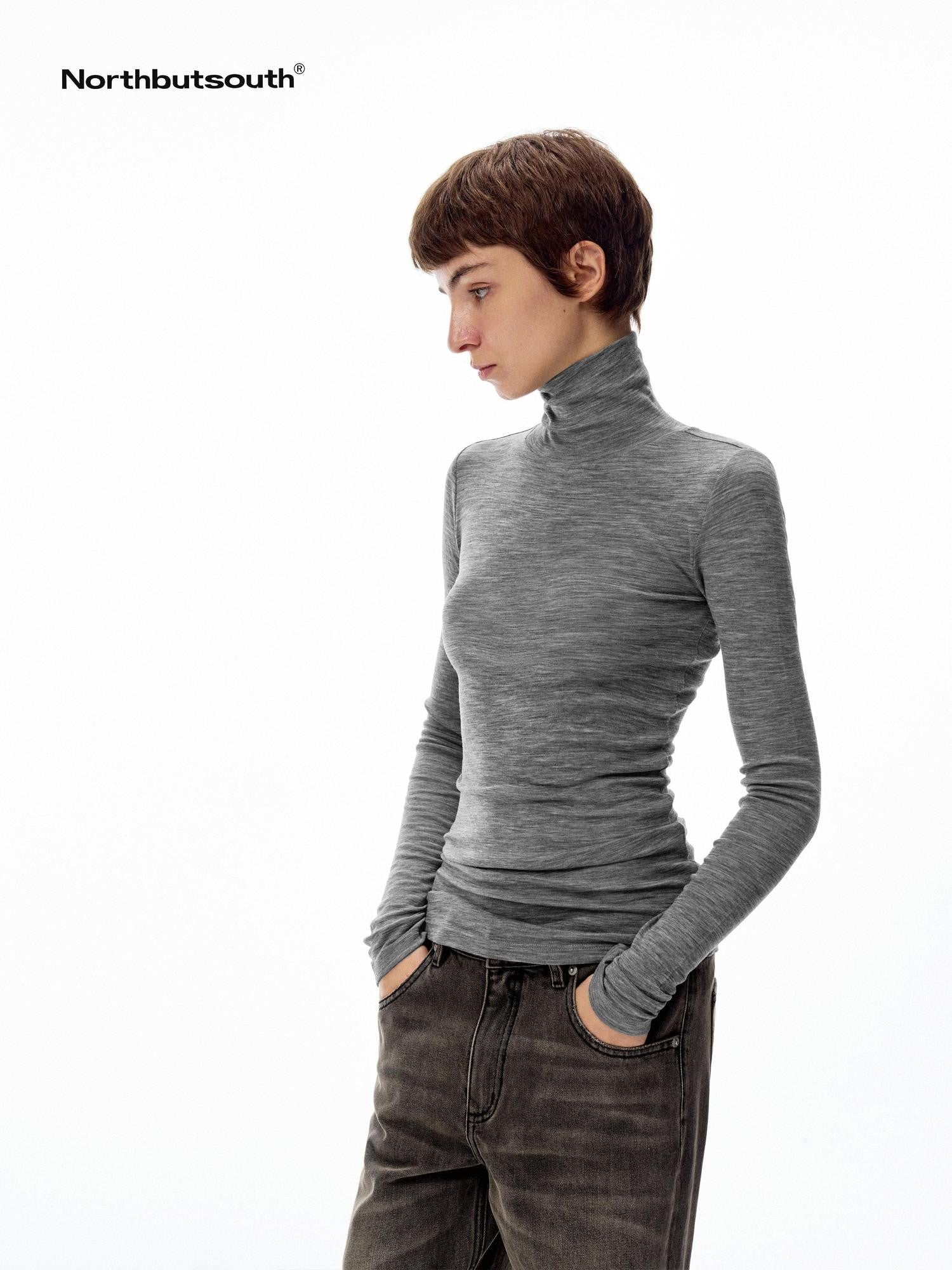 Northbutsouth Lightweight Slim High Neck Pullover Women&
