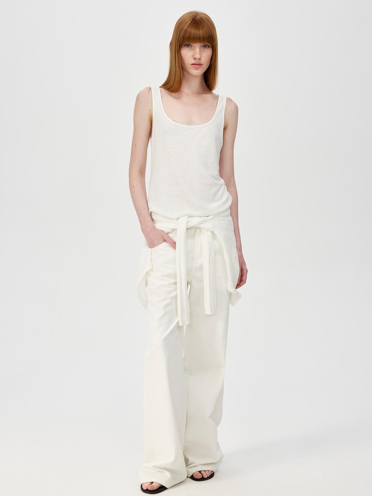 Northbutsouth Lightweight U Neck Linen Blend Relaxed Holiday Vest