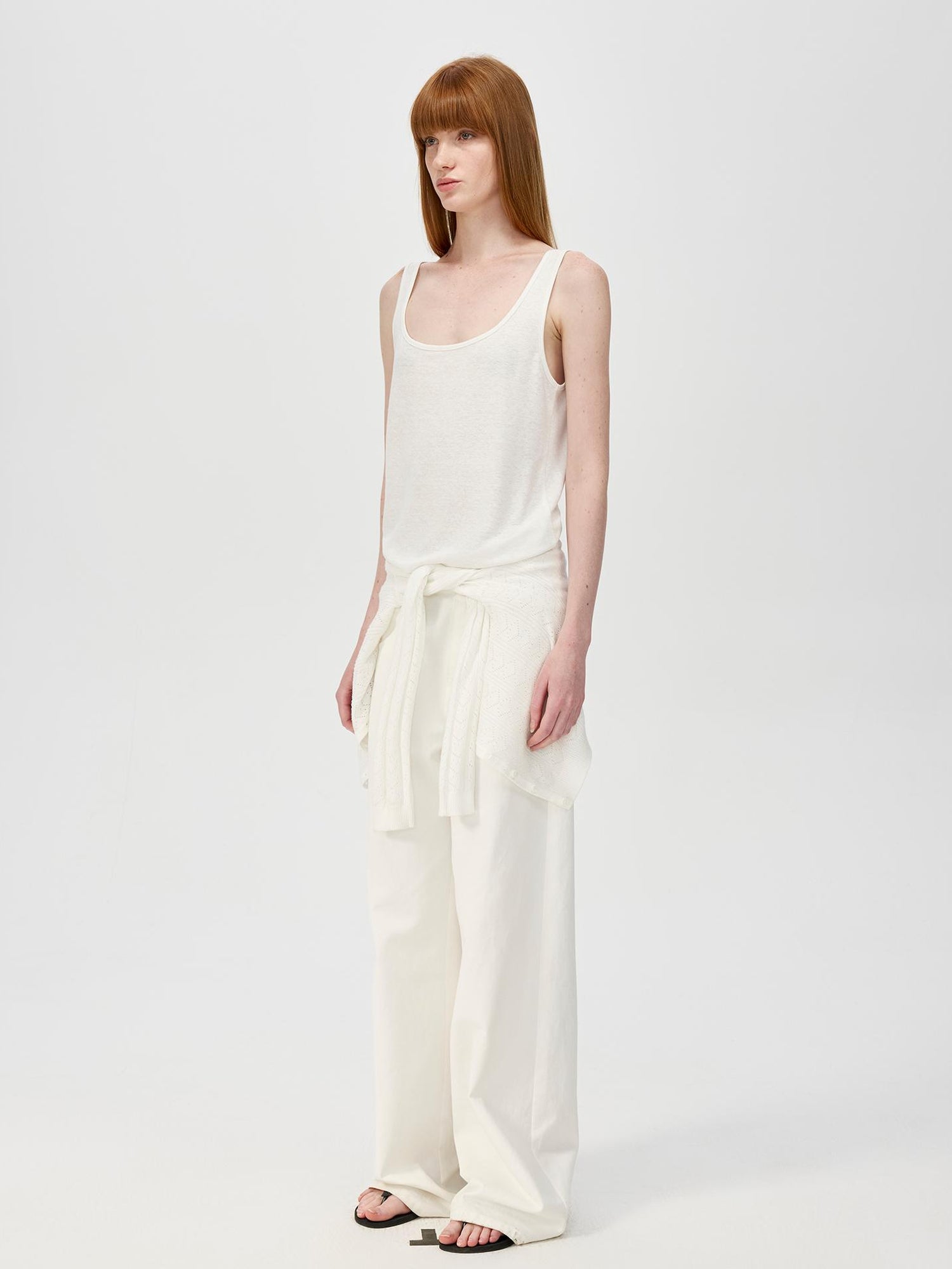 Northbutsouth Lightweight U Neck Linen Blend Relaxed Holiday Vest