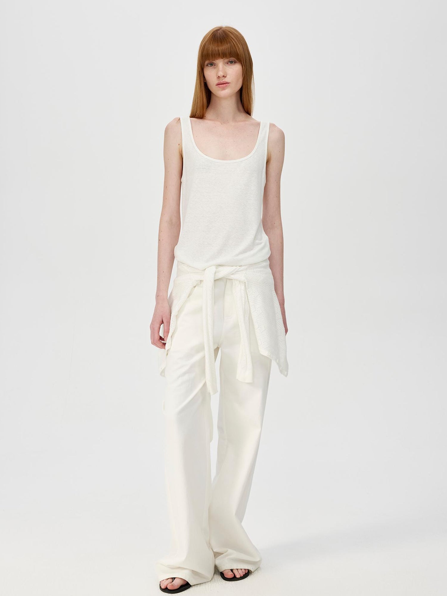 Northbutsouth Lightweight U Neck Linen Blend Relaxed Holiday Vest