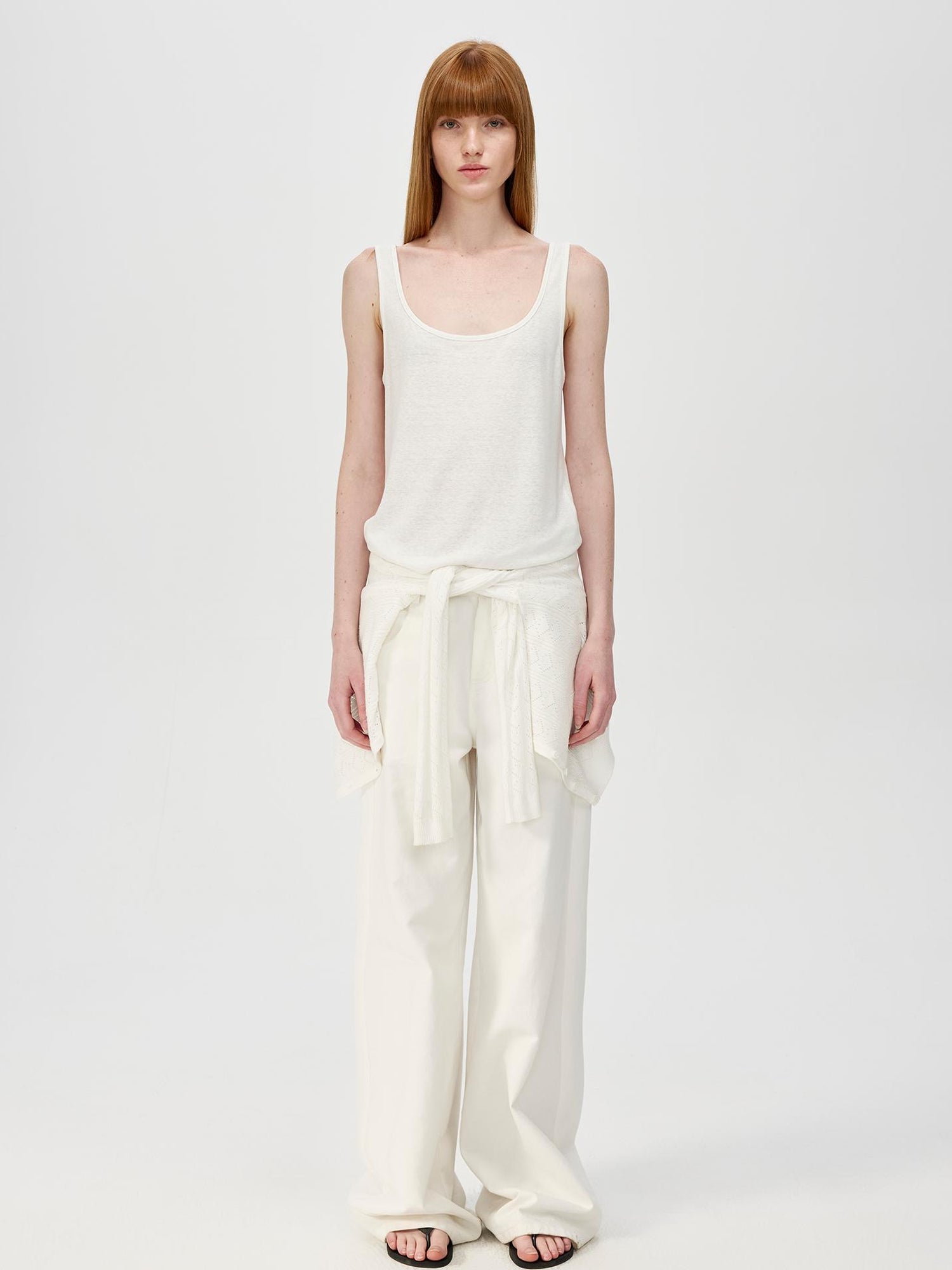 Northbutsouth Lightweight U Neck Linen Blend Relaxed Holiday Vest